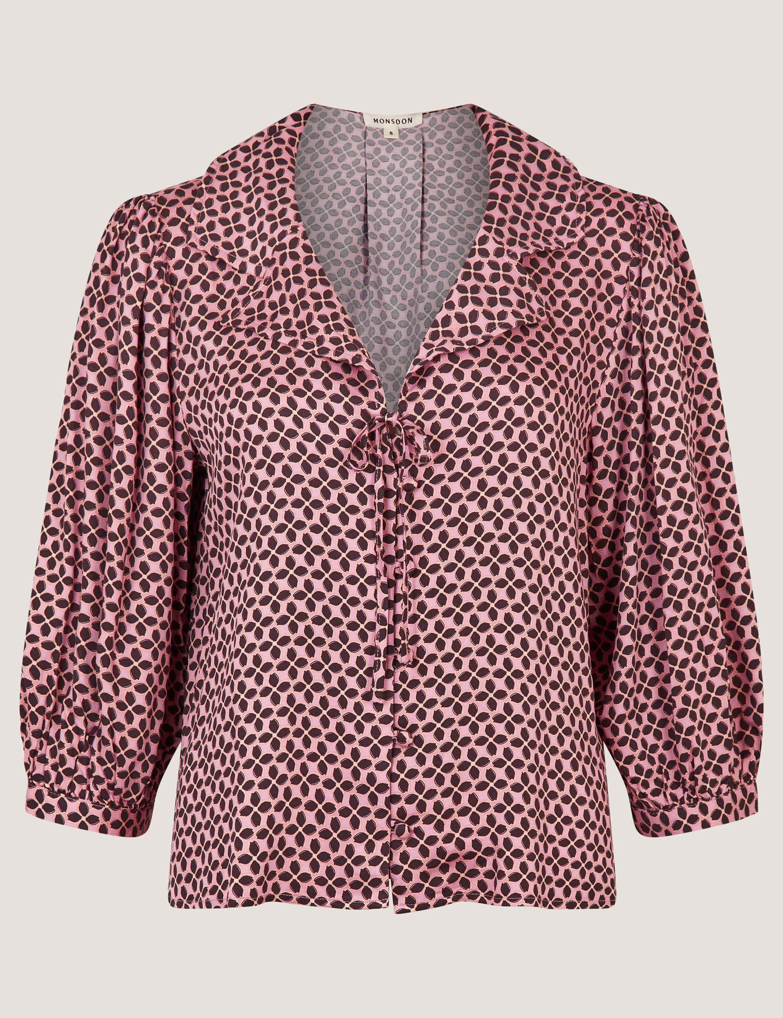 Printed Collared Tie Detail Top 2 of 5
