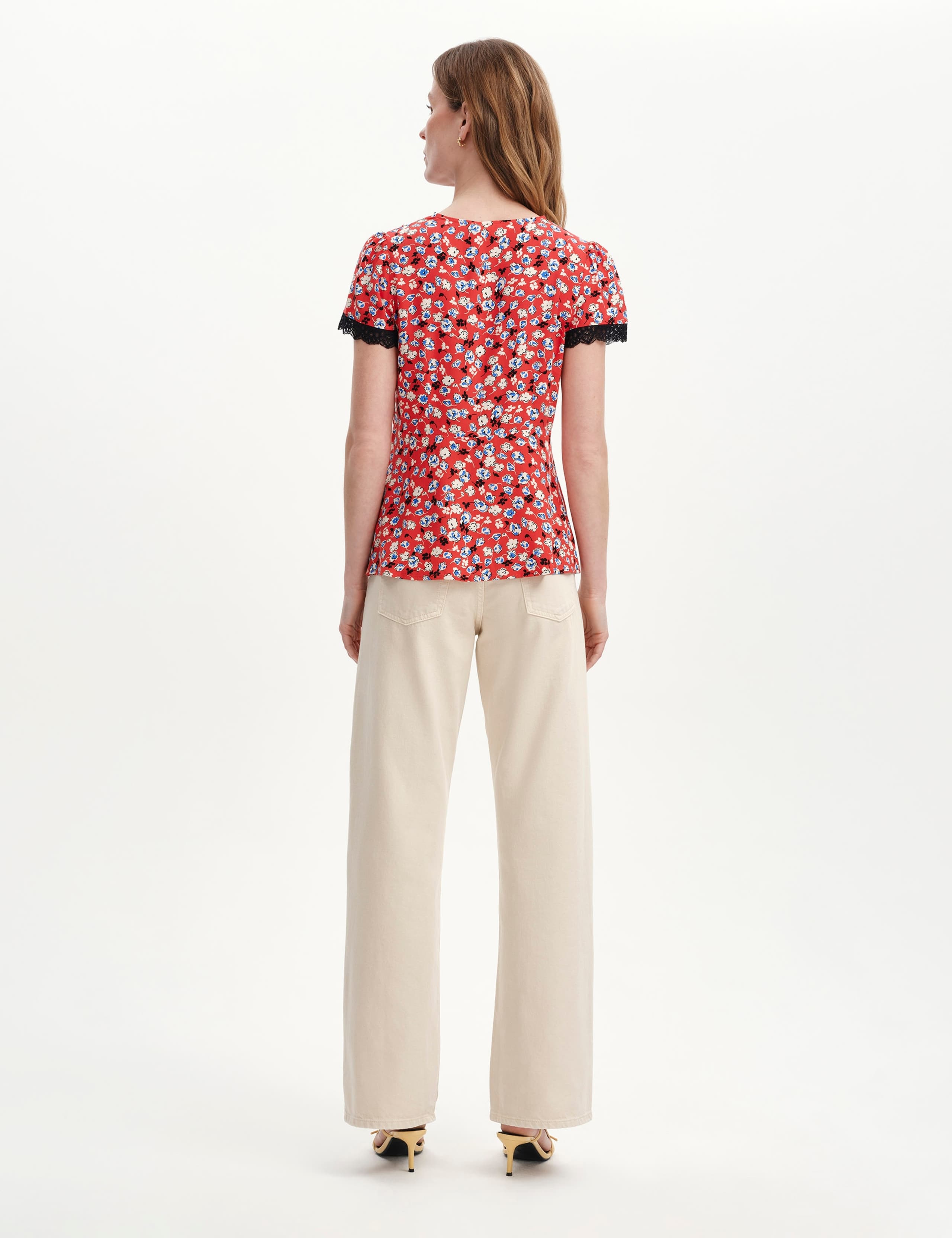 Floral Lace Trim V-Neck Top 3 of 6