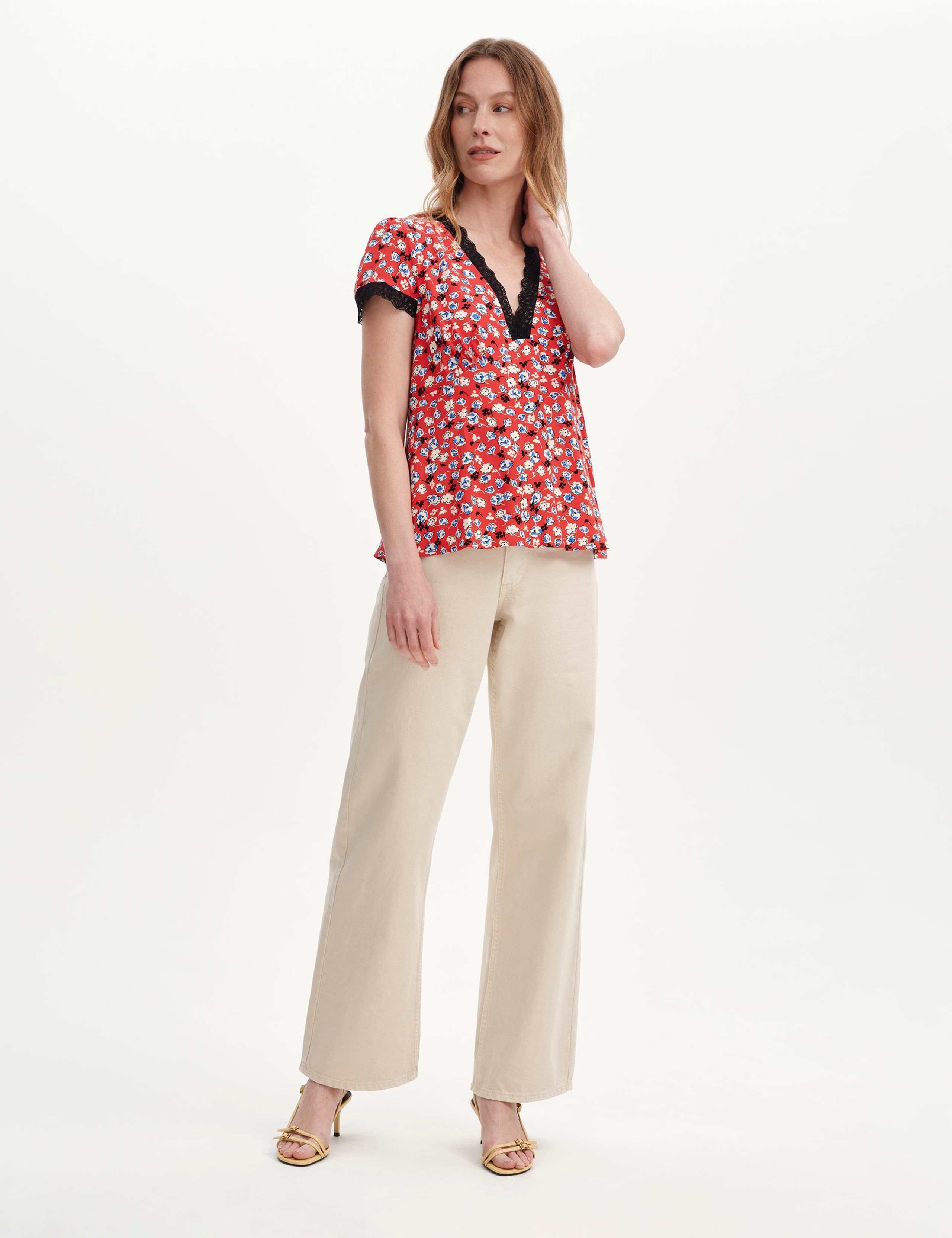 Floral Lace Trim V-Neck Top 5 of 6
