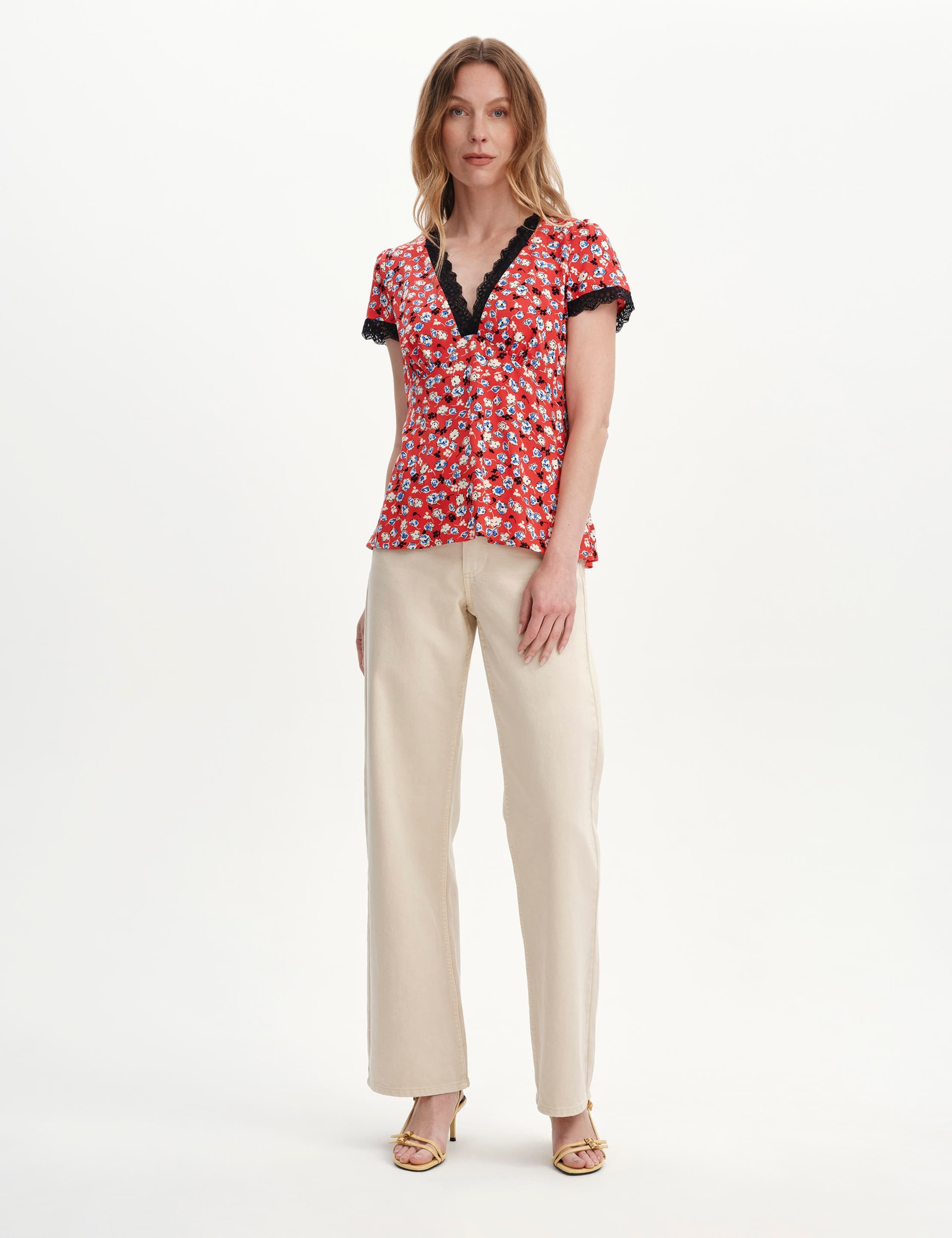 Floral Lace Trim V-Neck Top 6 of 6