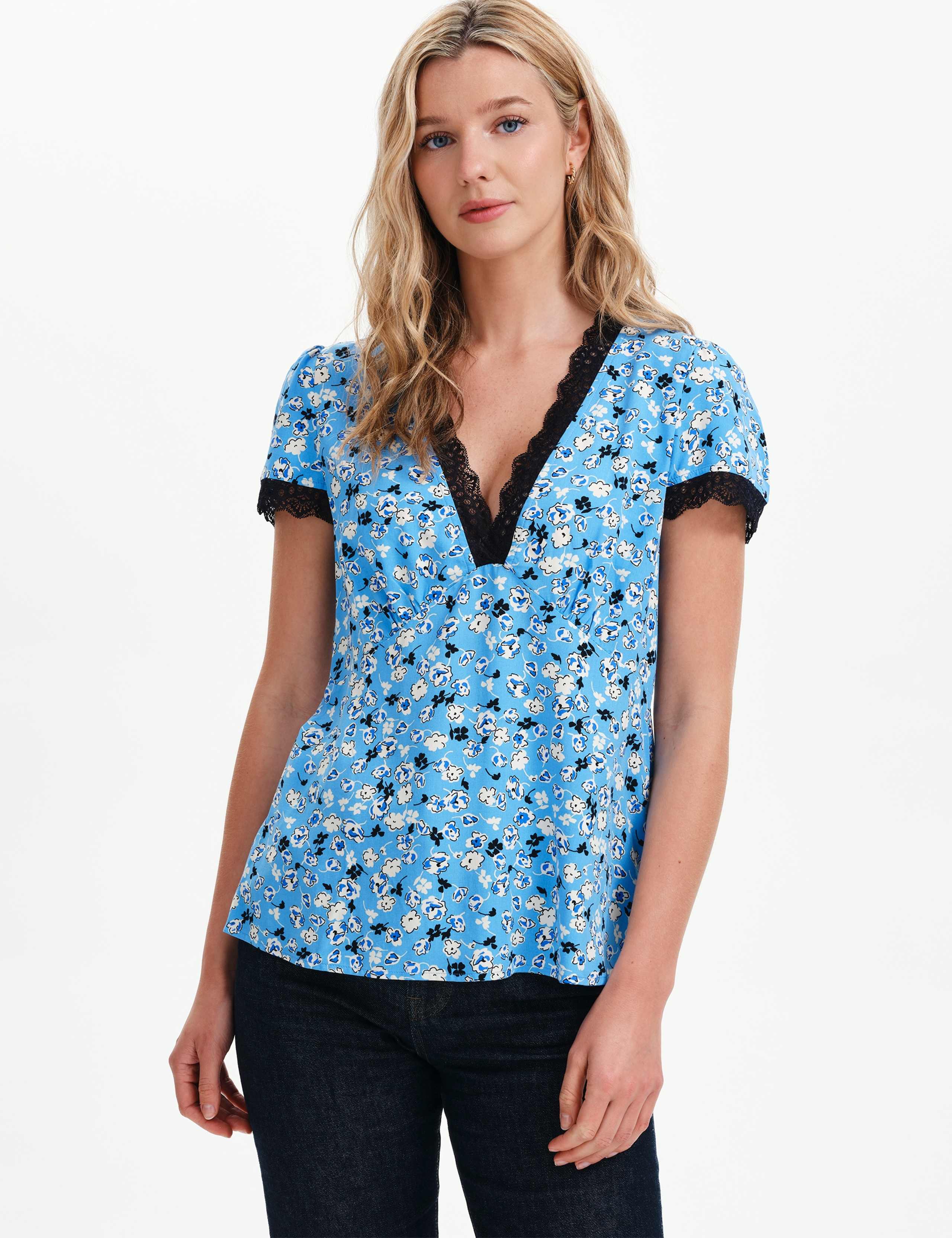 Floral Lace Trim V-Neck Top 10 of 10