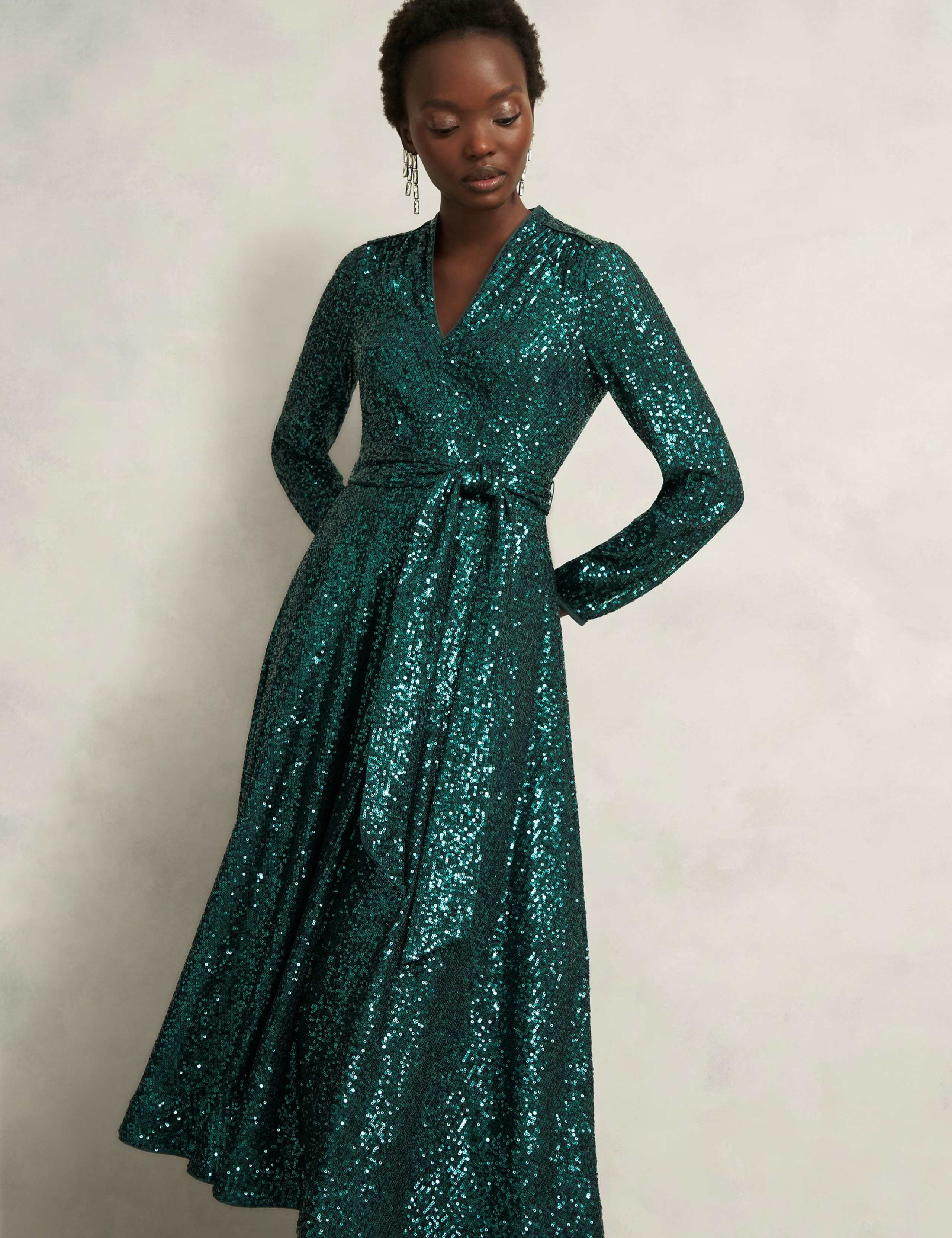 Sequin V-Neck Midi Skater Dress 6 of 6