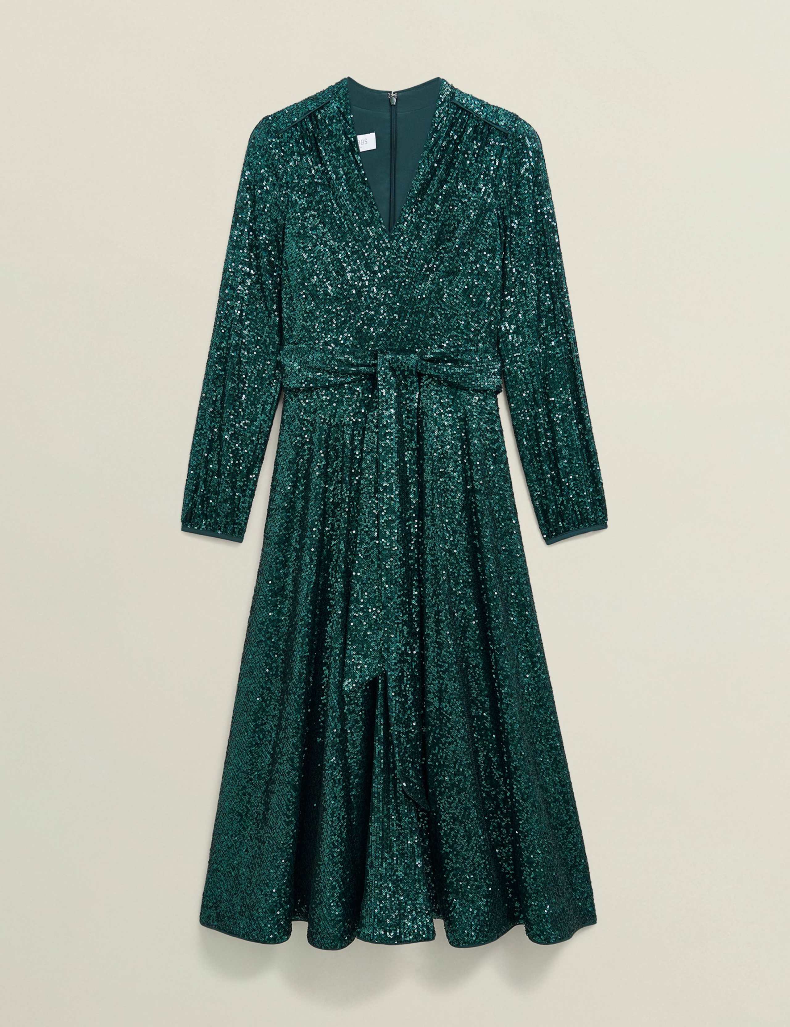 Sequin V-Neck Midi Skater Dress 2 of 6
