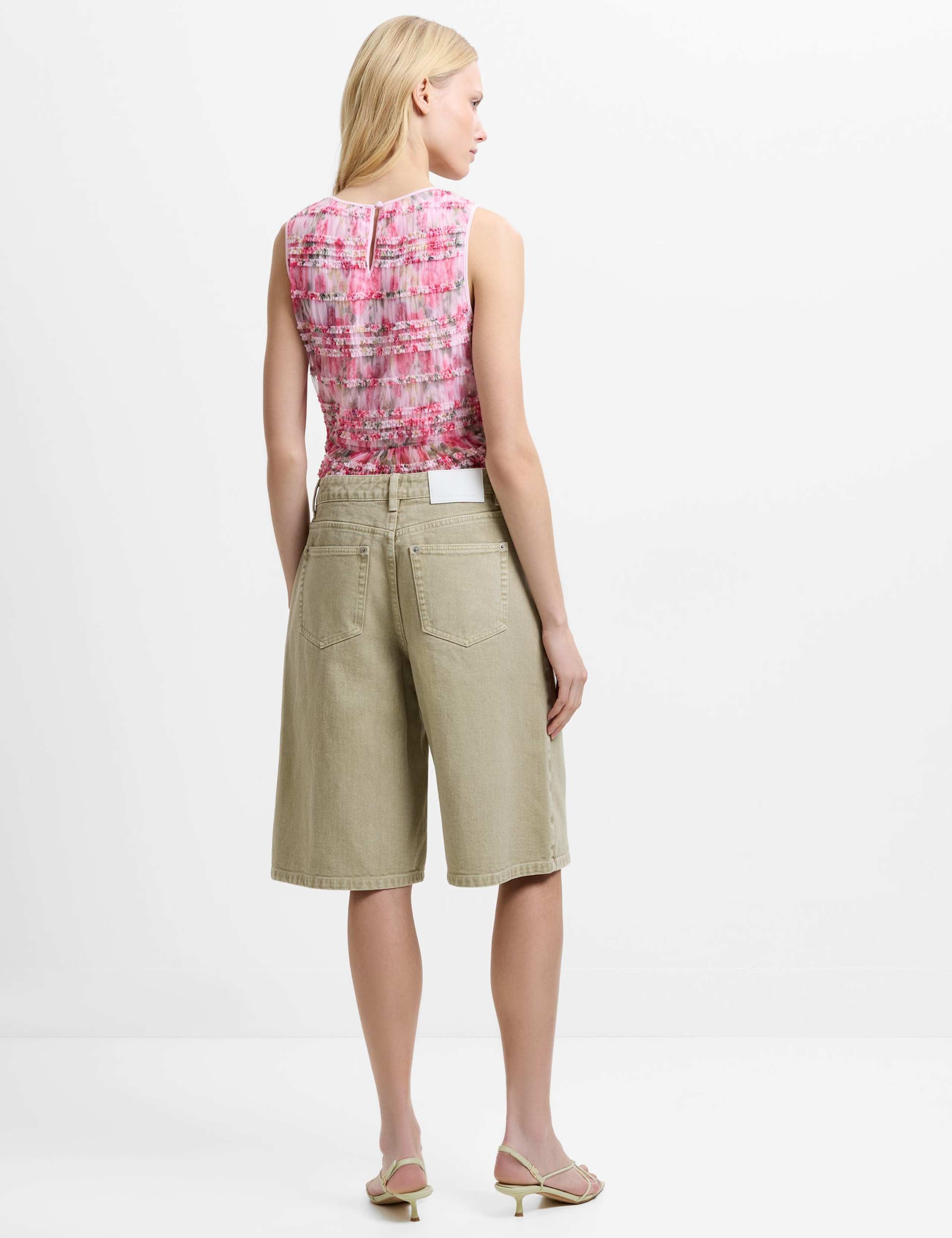 Denim Knee Length Shorts 3 of 4