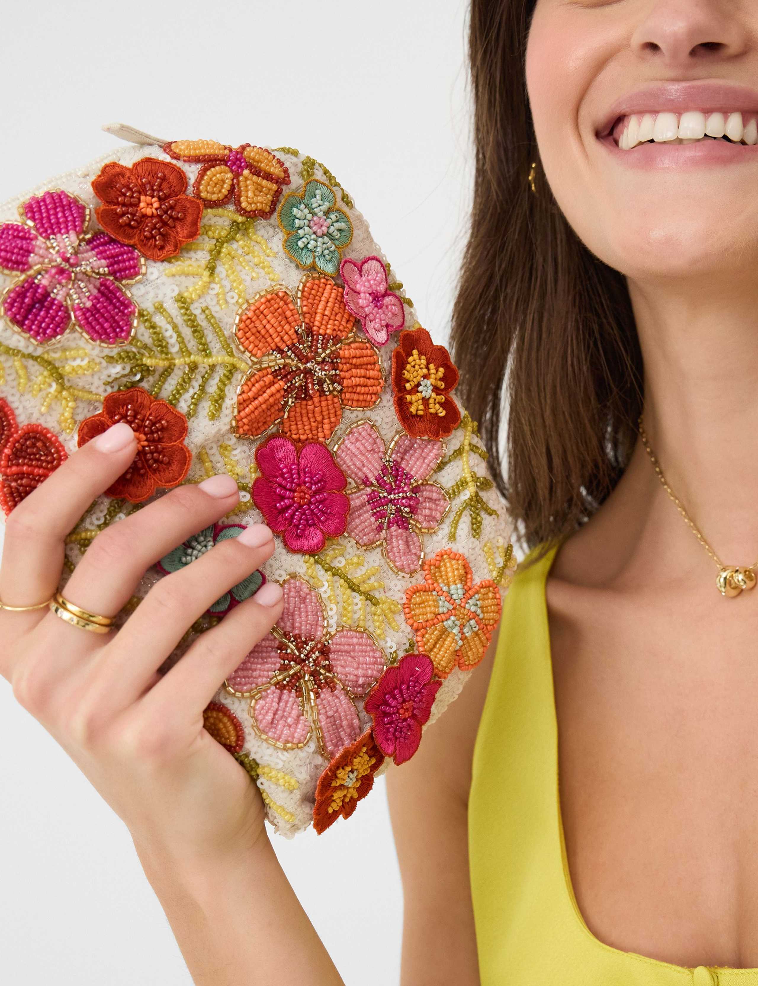 Cotton Rich Beaded Floral Clutch Bag 5 of 5