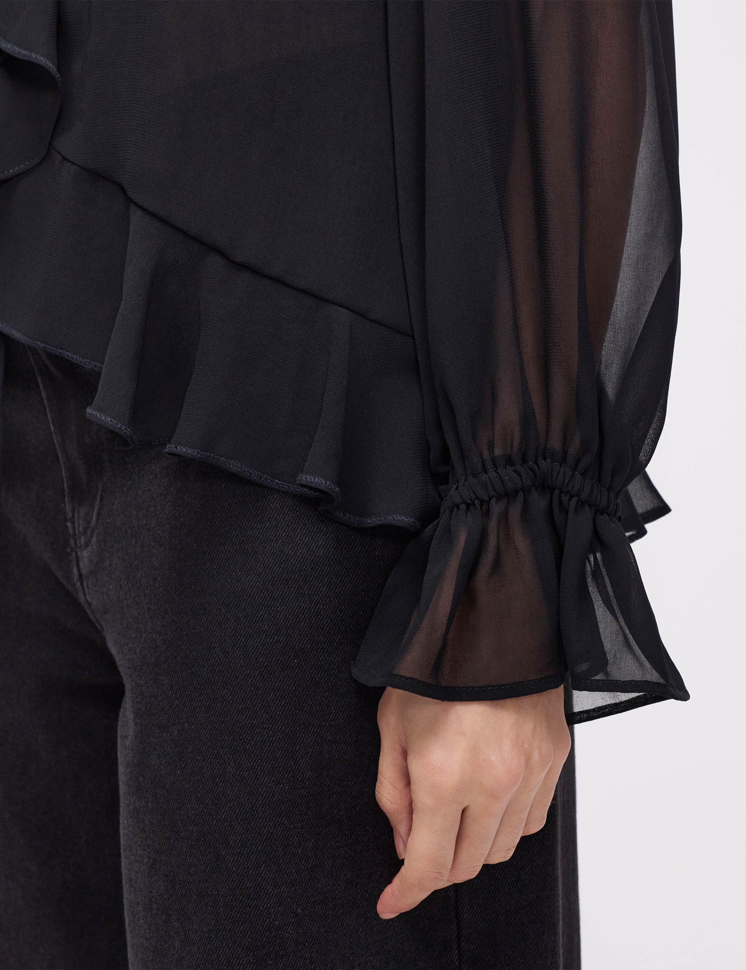 Chiffon V-Neck Ruffle Tie Front Blouse 5 of 8