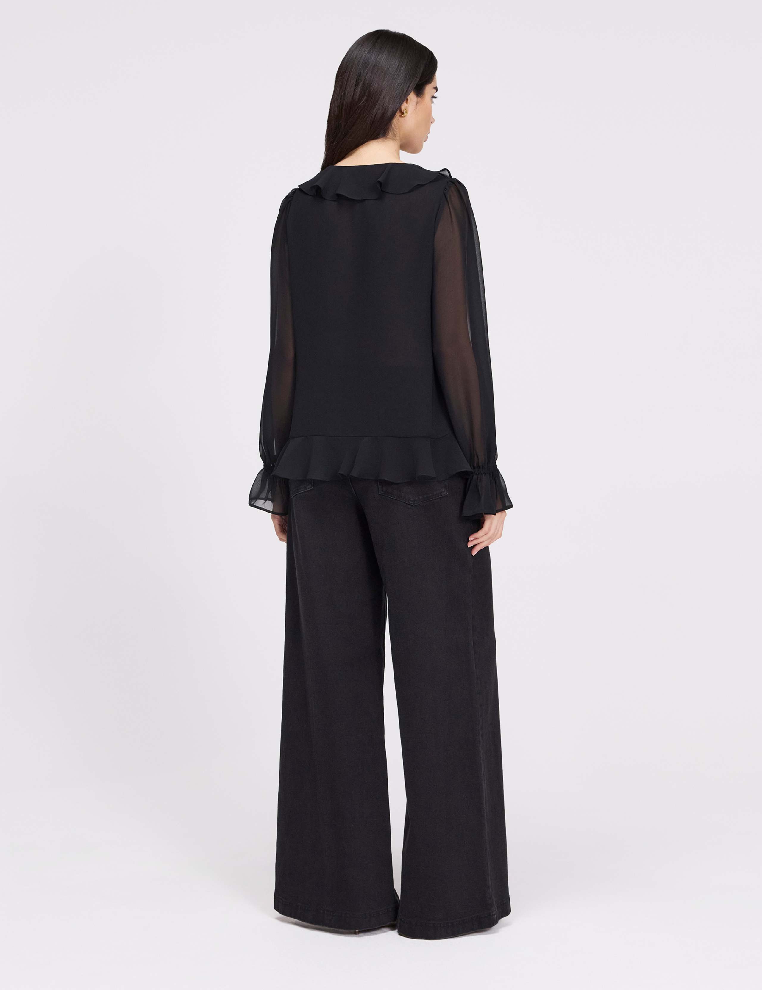 Chiffon V-Neck Ruffle Tie Front Blouse 8 of 8