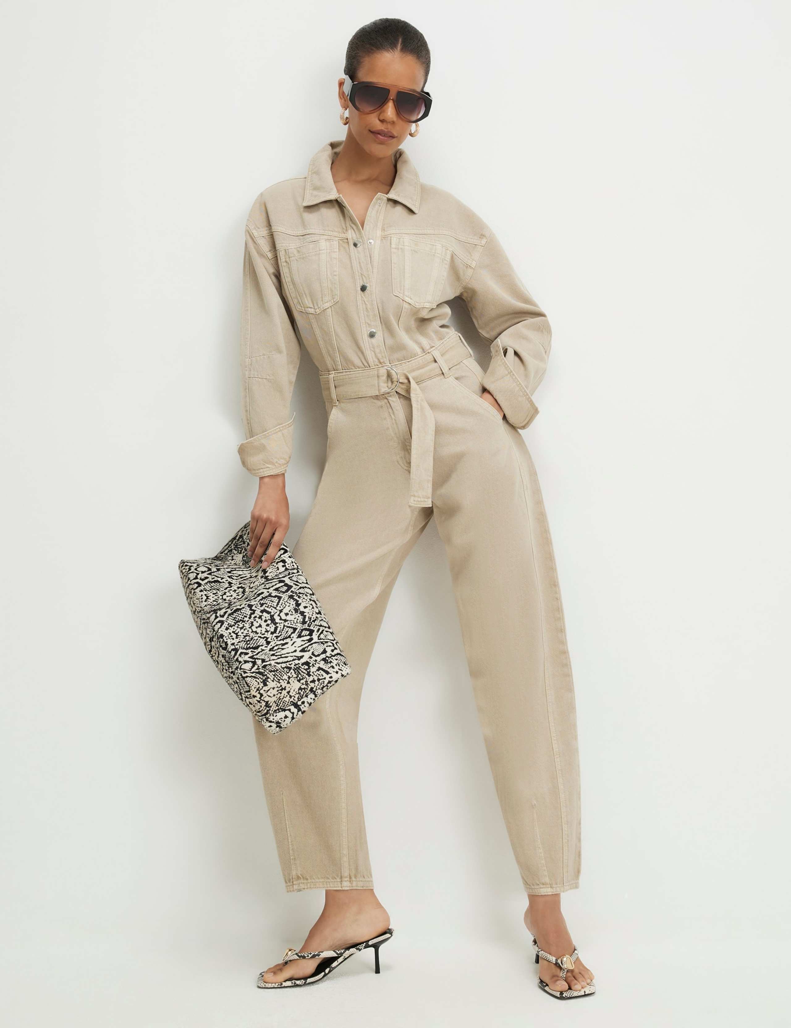 Denim Belted Jumpsuit 1 of 6