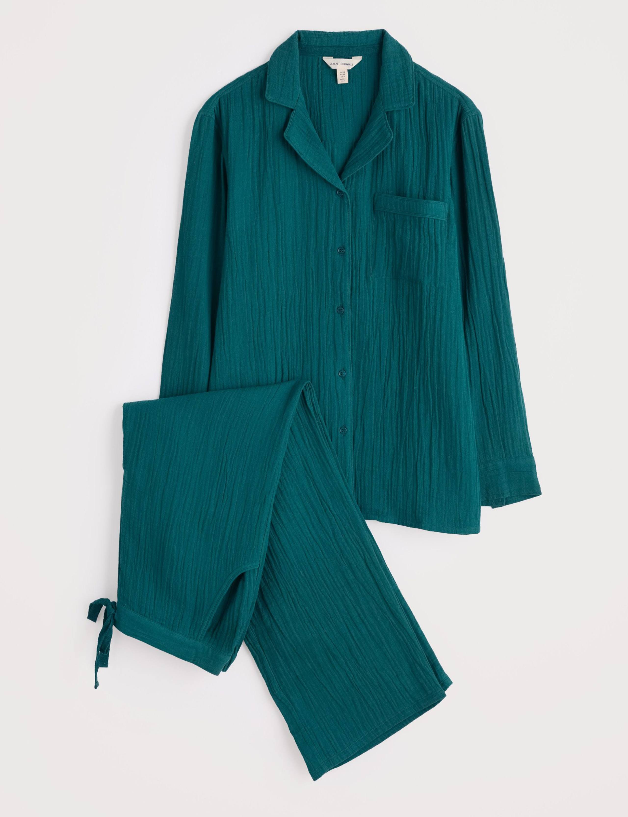 Pure Cotton Crinkle Pyjama Set 2 of 5
