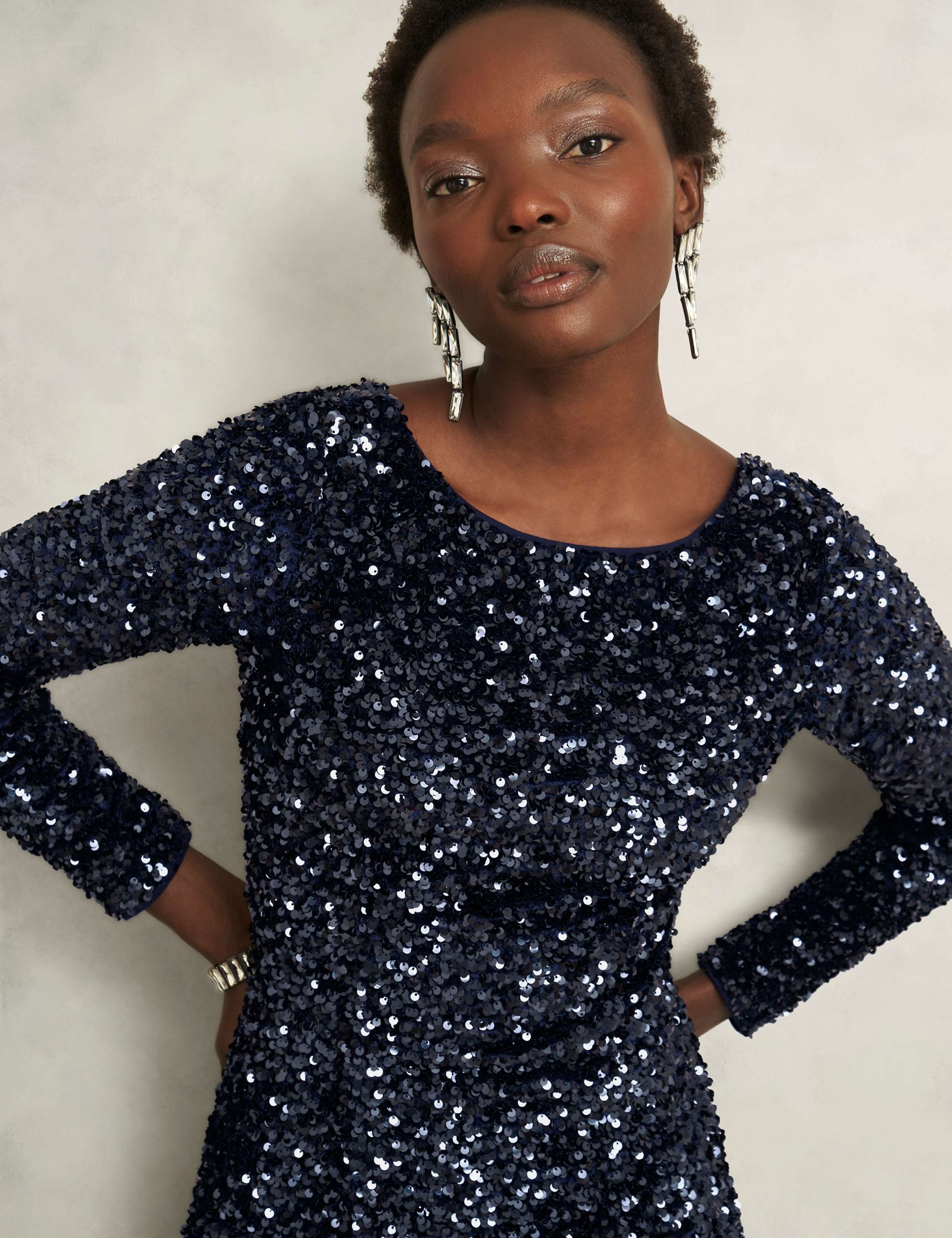 Sequin Slash Neck Shift Dress 5 of 7