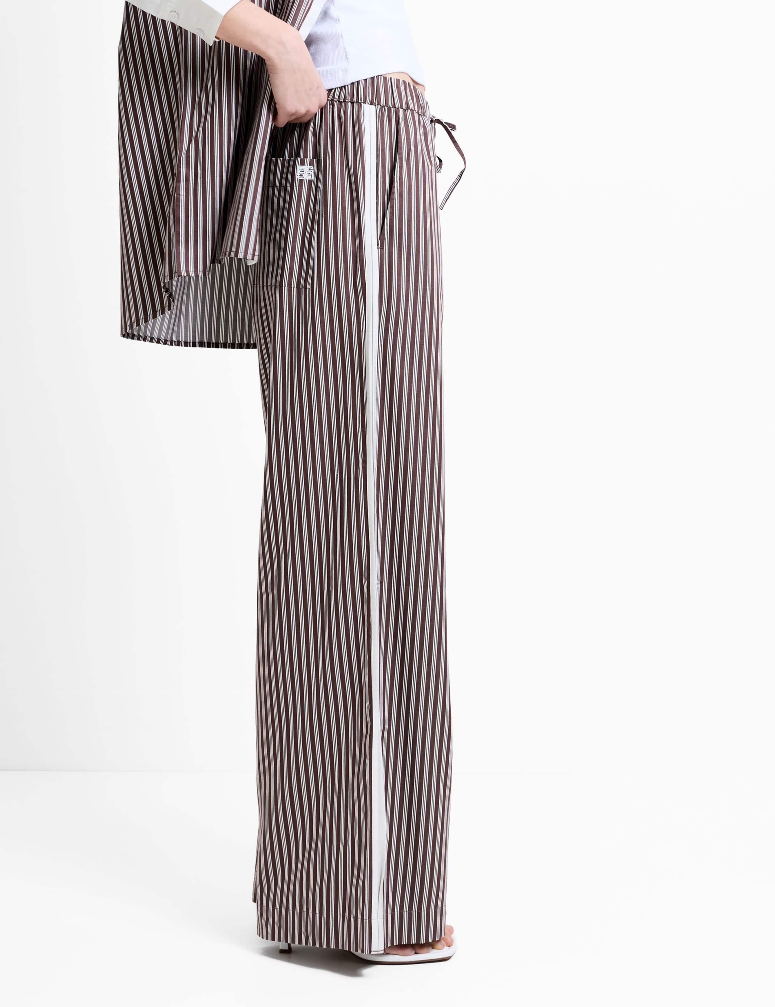 Pure Cotton Striped Wide Leg Trousers 3 of 4