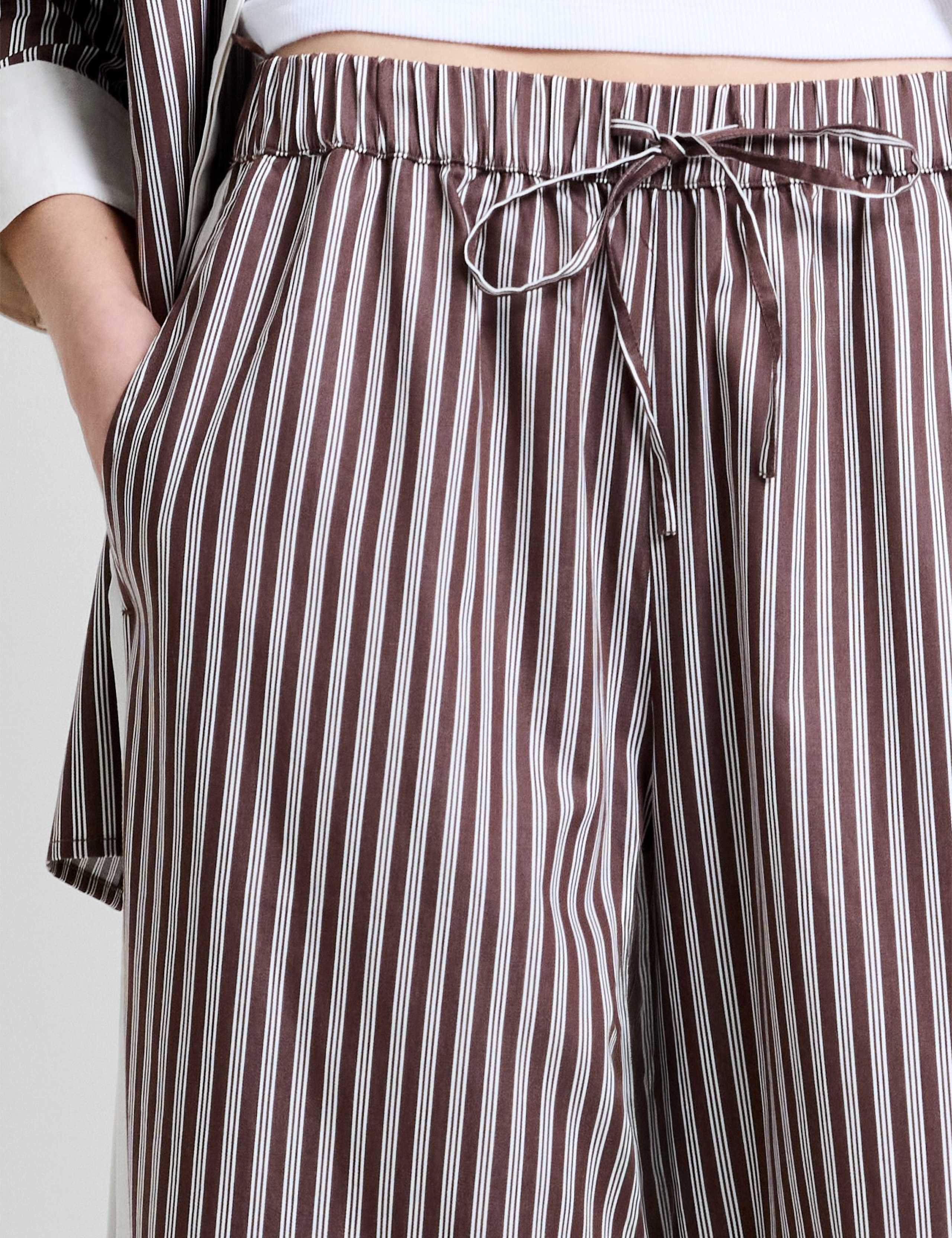 Pure Cotton Striped Wide Leg Trousers 4 of 4