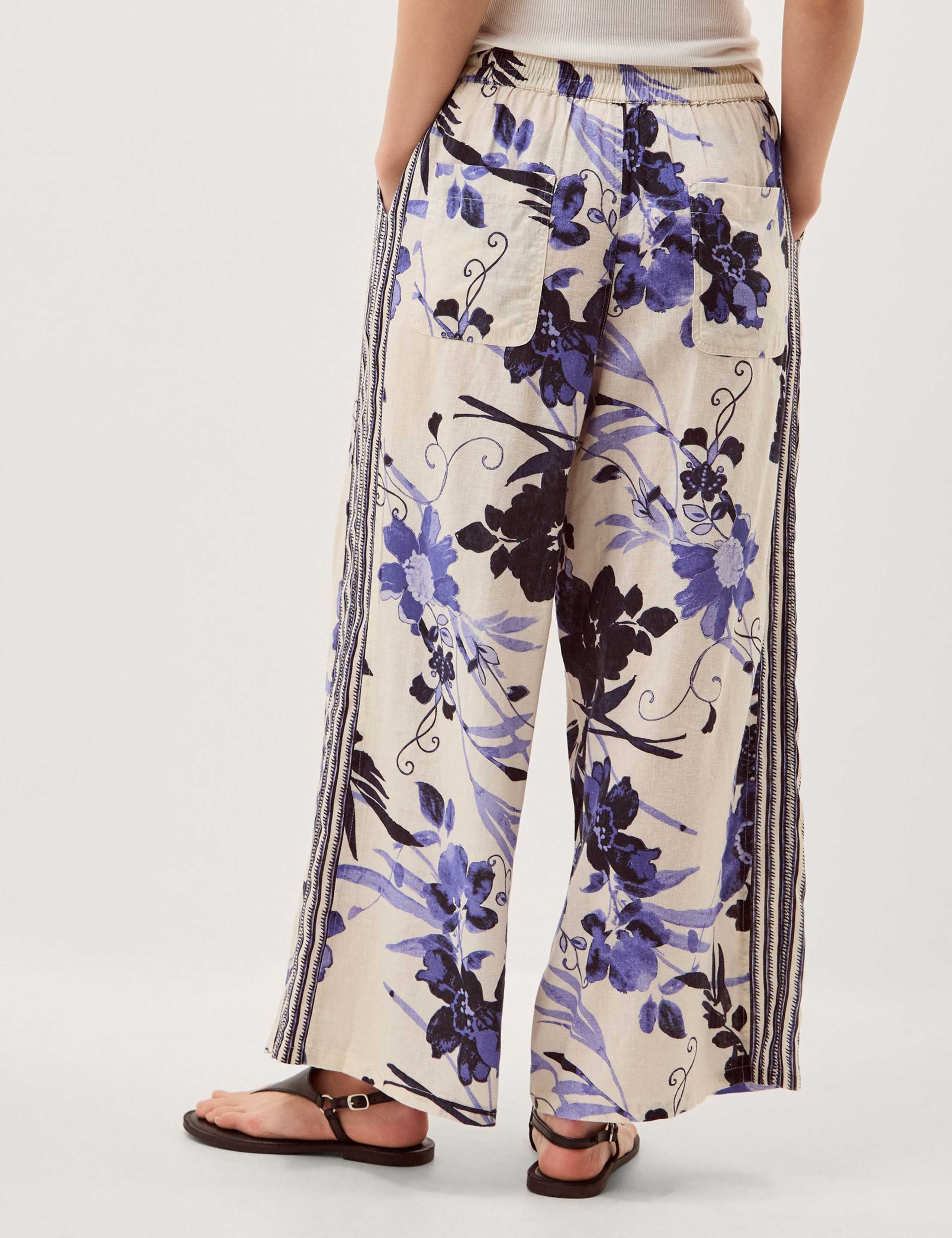 Lyocell Blend Floral Wide Leg Trousers 4 of 5