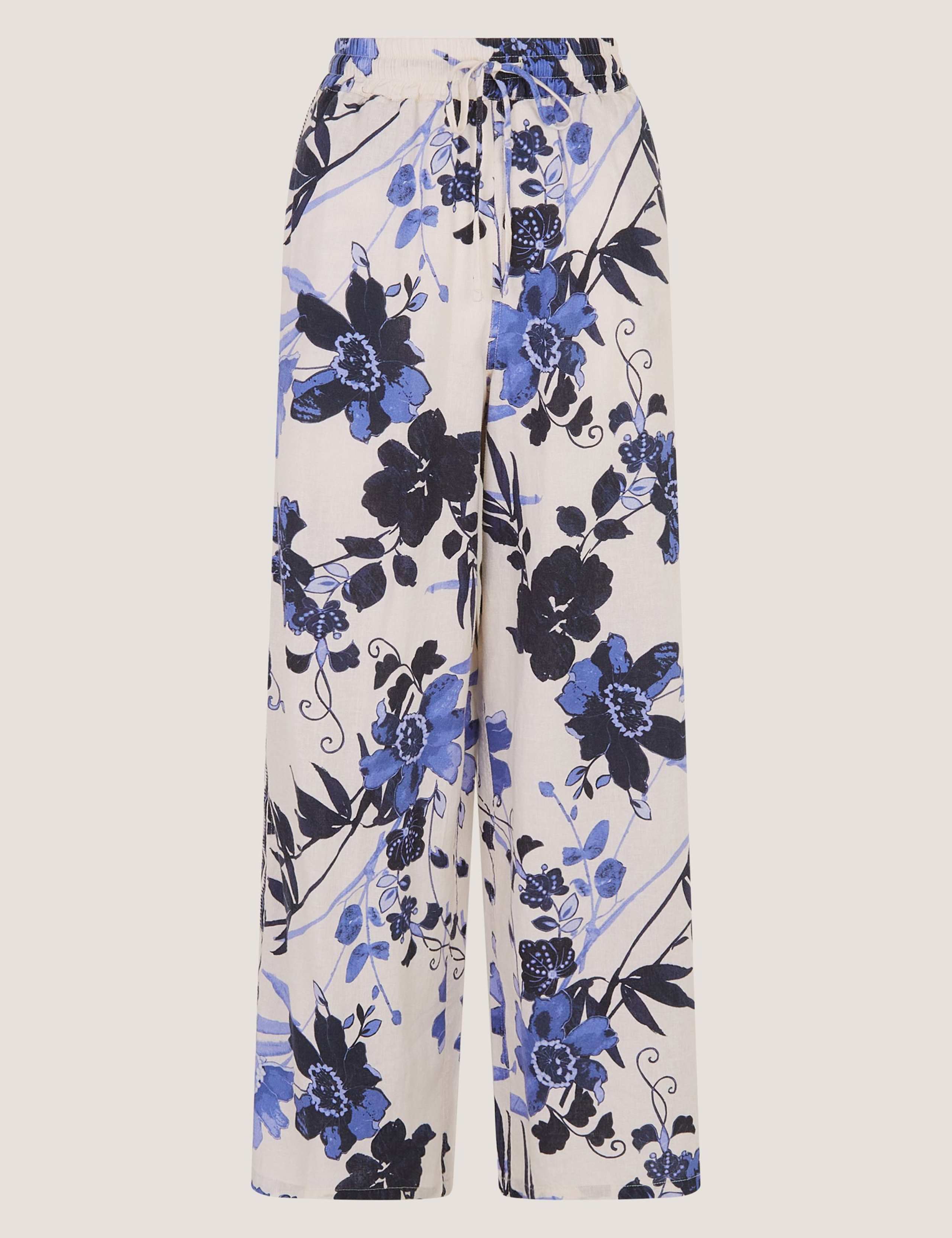 Lyocell Blend Floral Wide Leg Trousers 2 of 5
