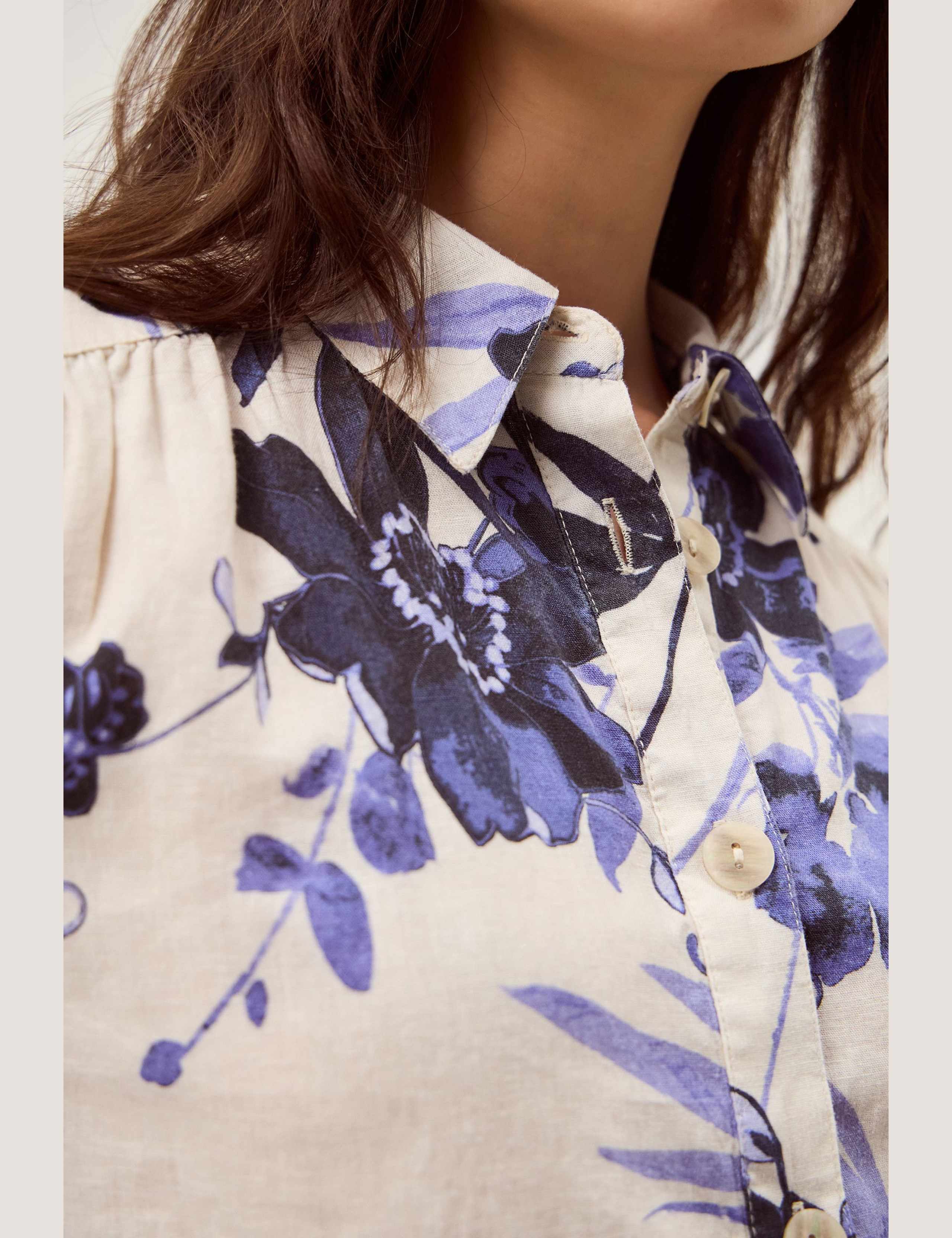 Linen Blend Floral Collared Shirt 5 of 6