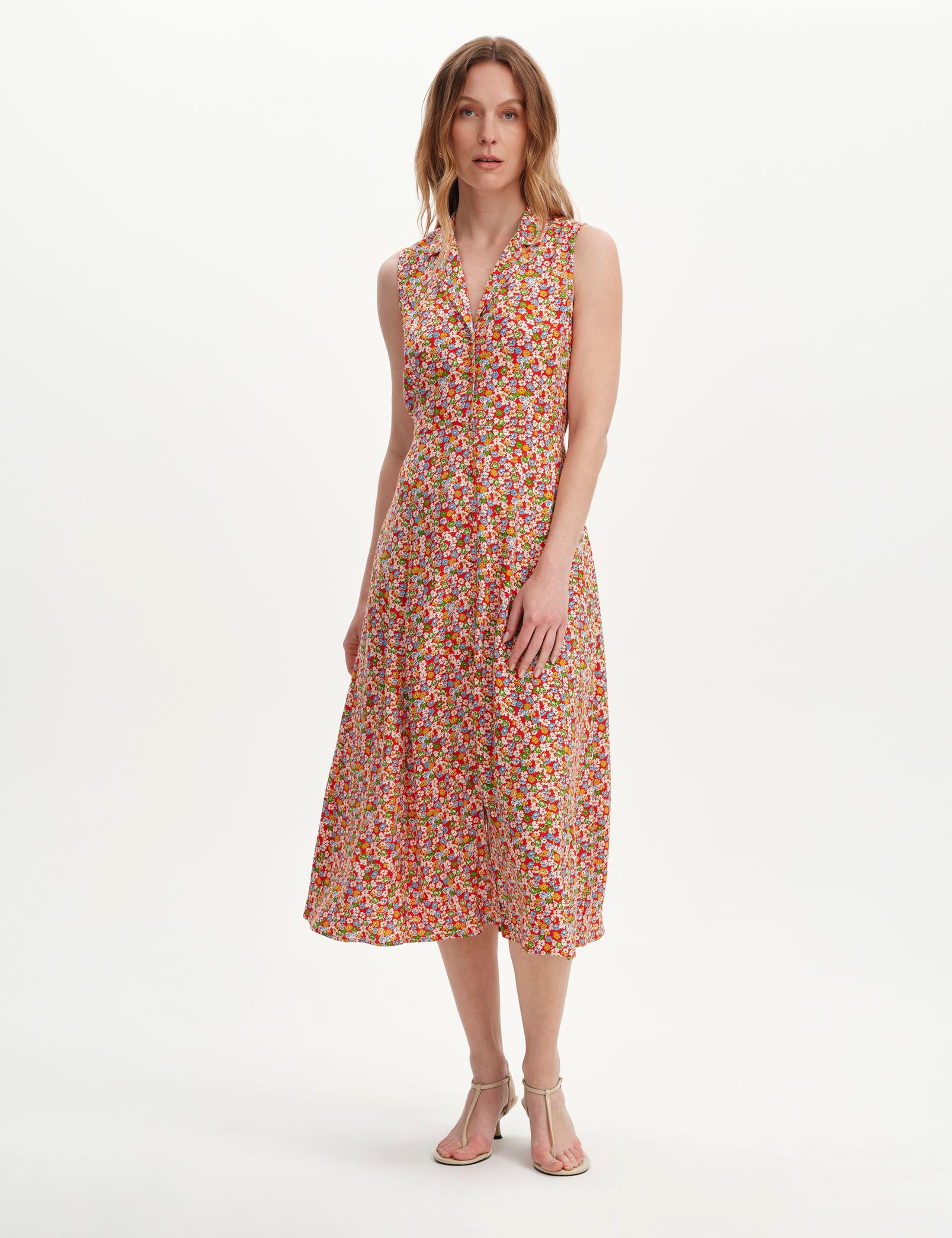 Floral Collared V-Neck Midi Shirt Dress 2 of 6