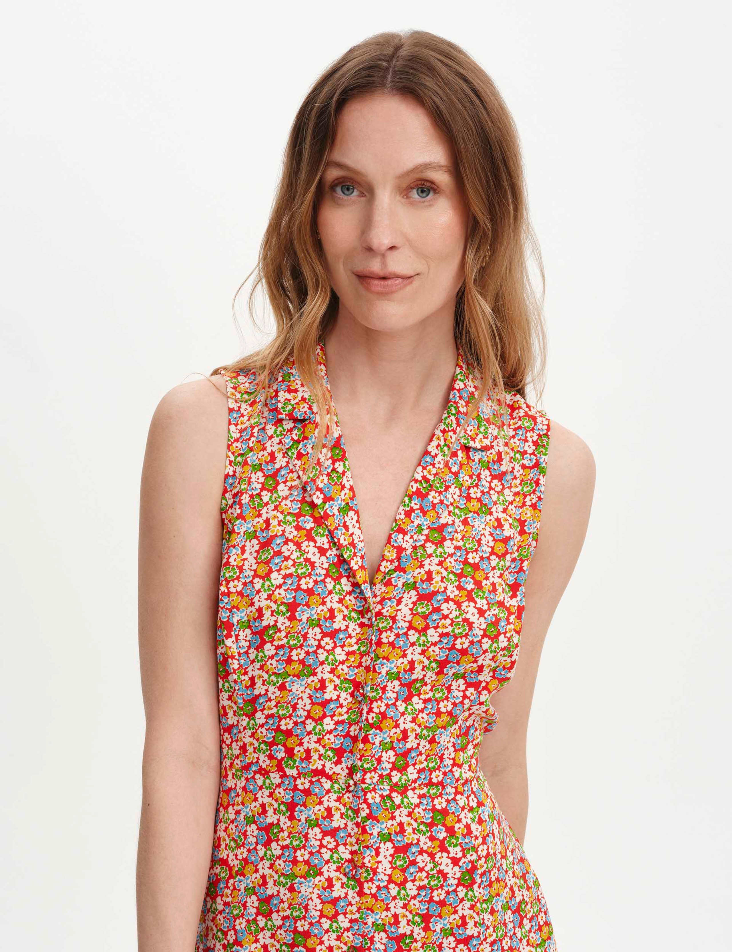 Floral Collared V-Neck Midi Shirt Dress 4 of 6