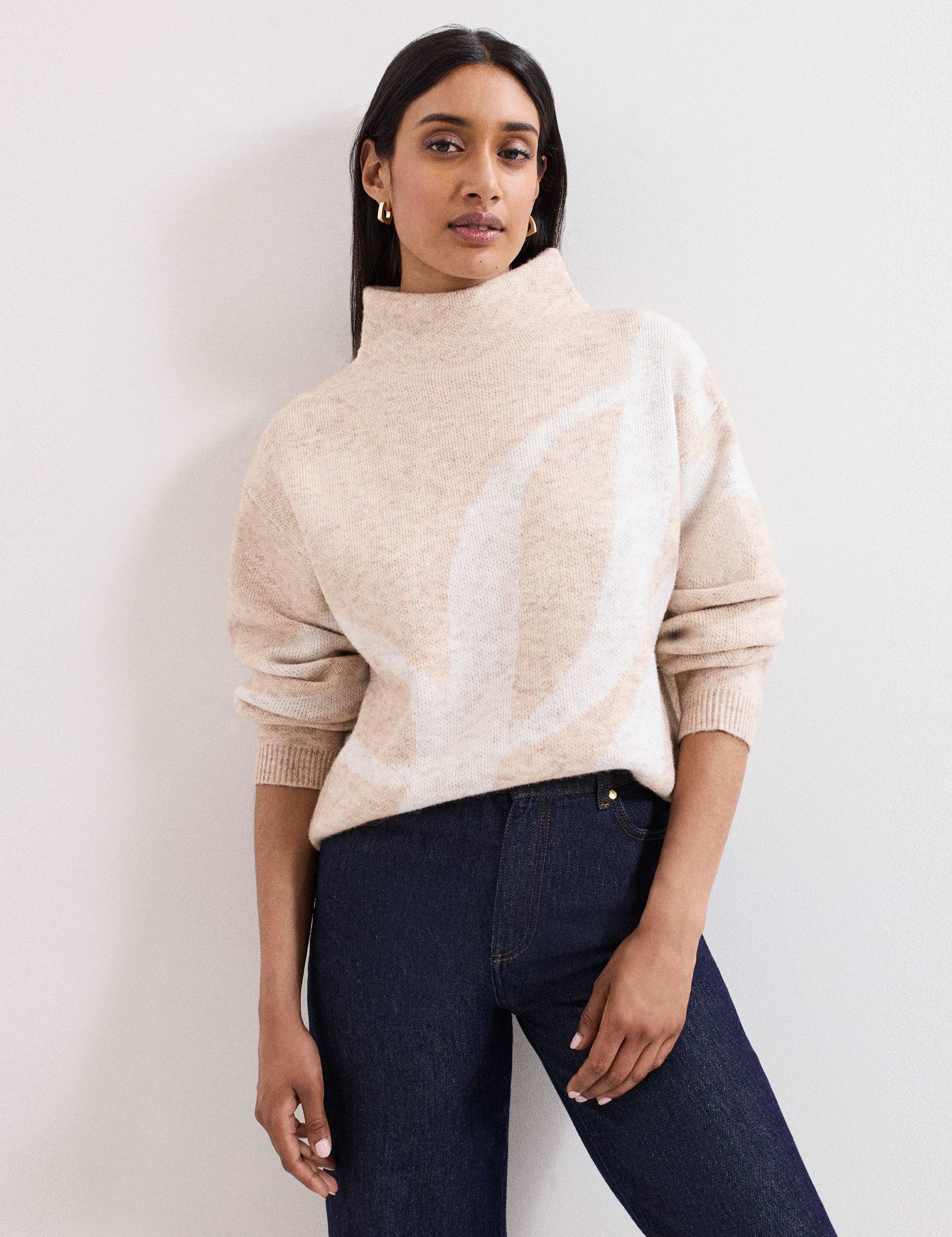 Printed Funnel Neck Jumper 1 of 7