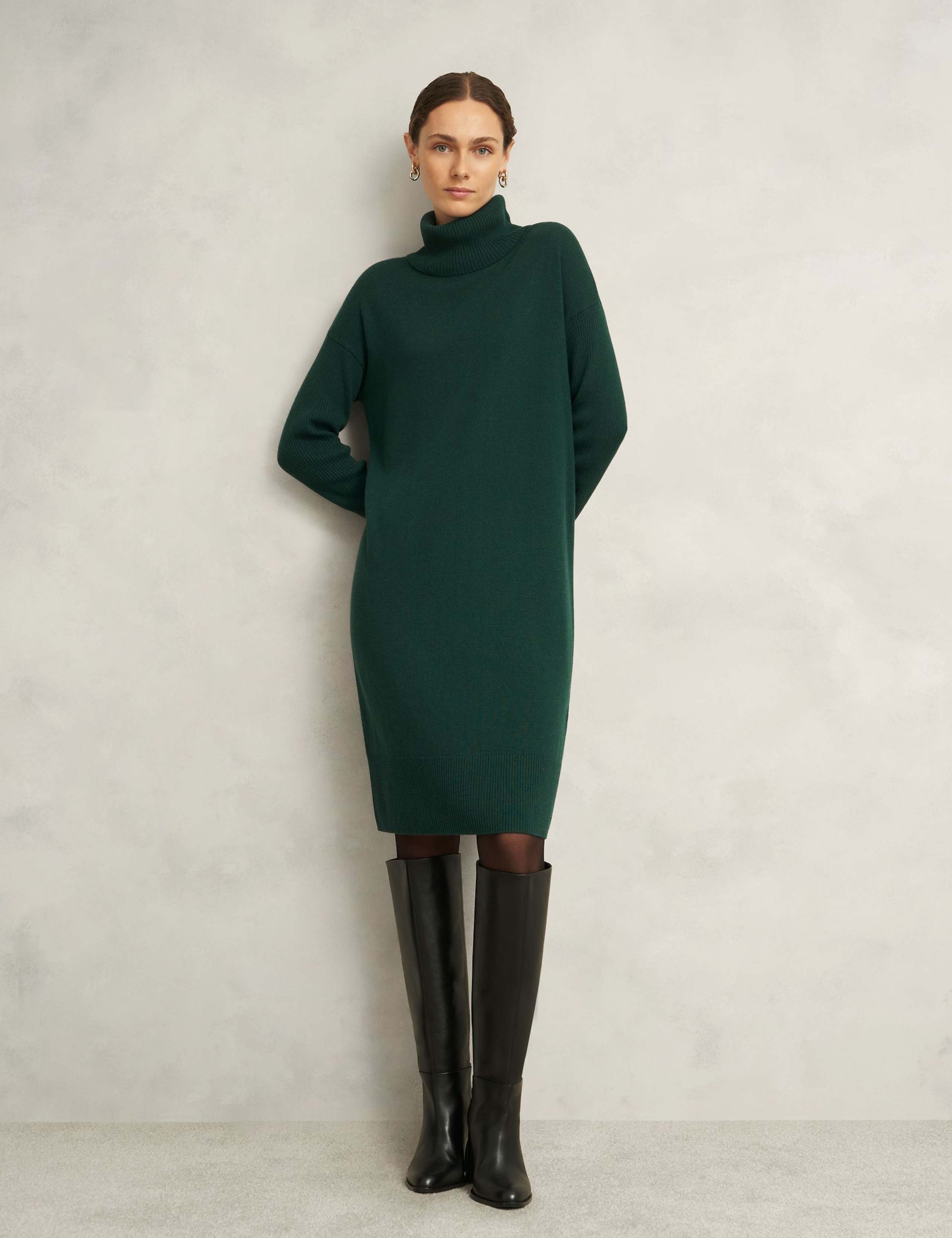 Merino Wool Rich Roll Neck Jumper Dress 6 of 6