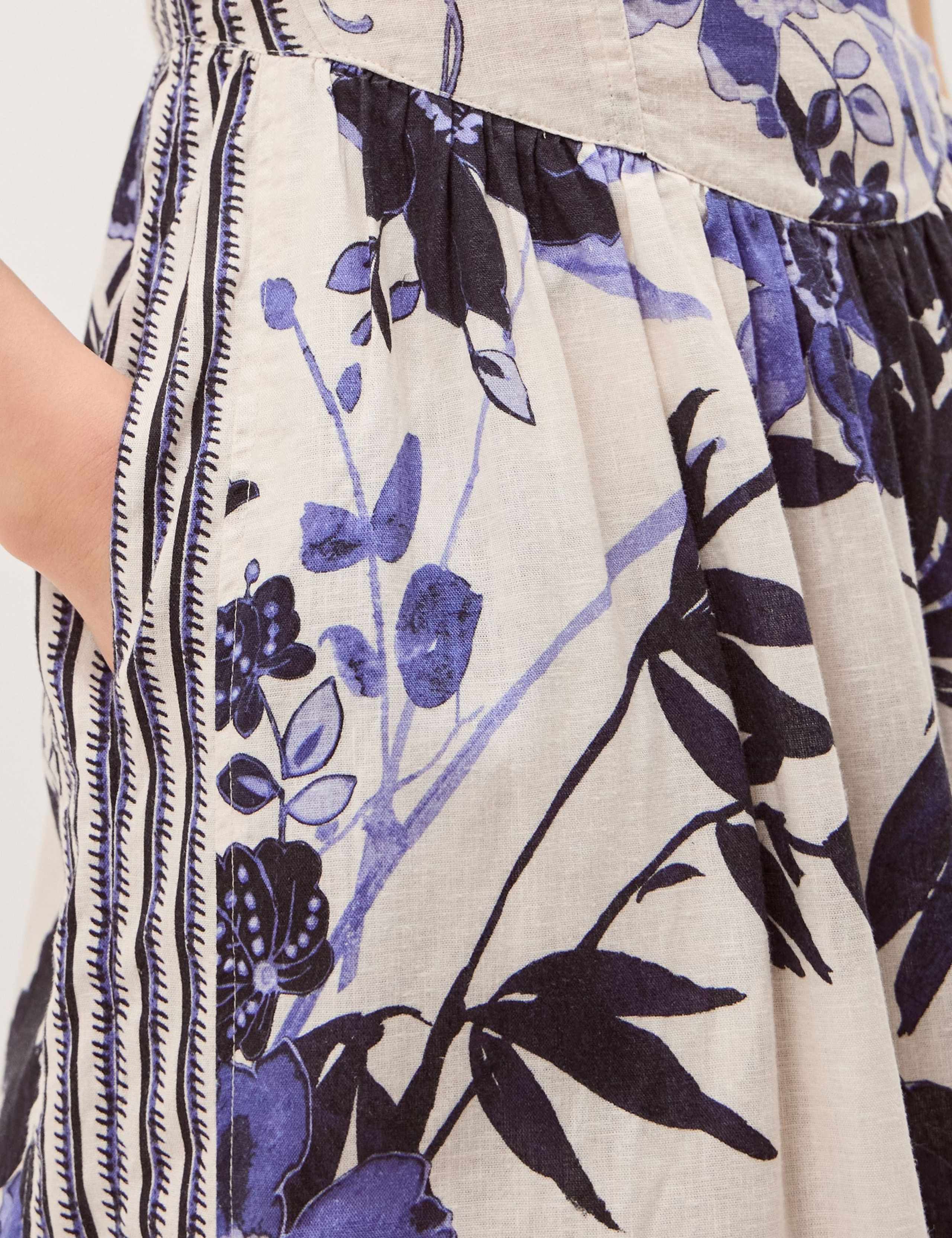 Linen Blend Floral Midi Skater Dress 5 of 5