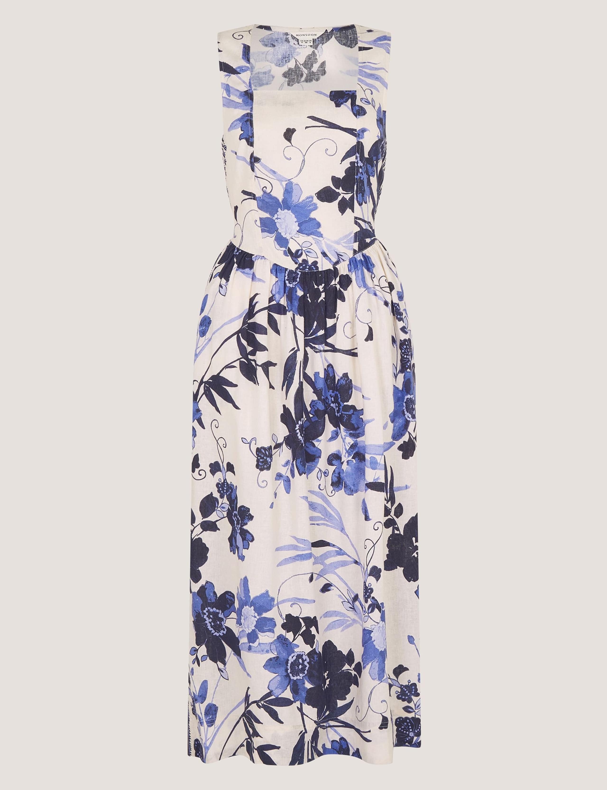 Linen Blend Floral Midi Skater Dress 2 of 5