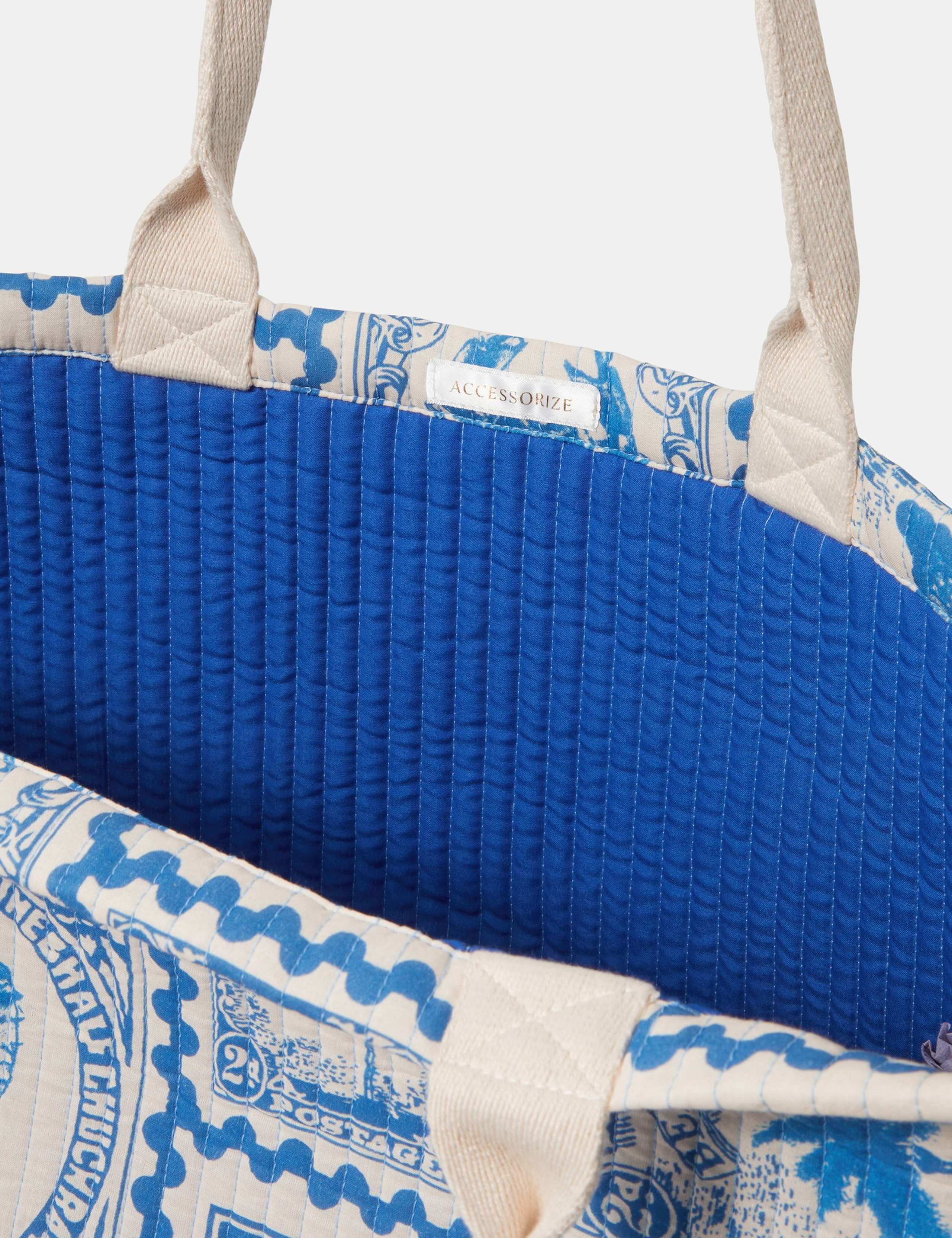 Pure Cotton Quilted Printed Tote Bag 3 of 5