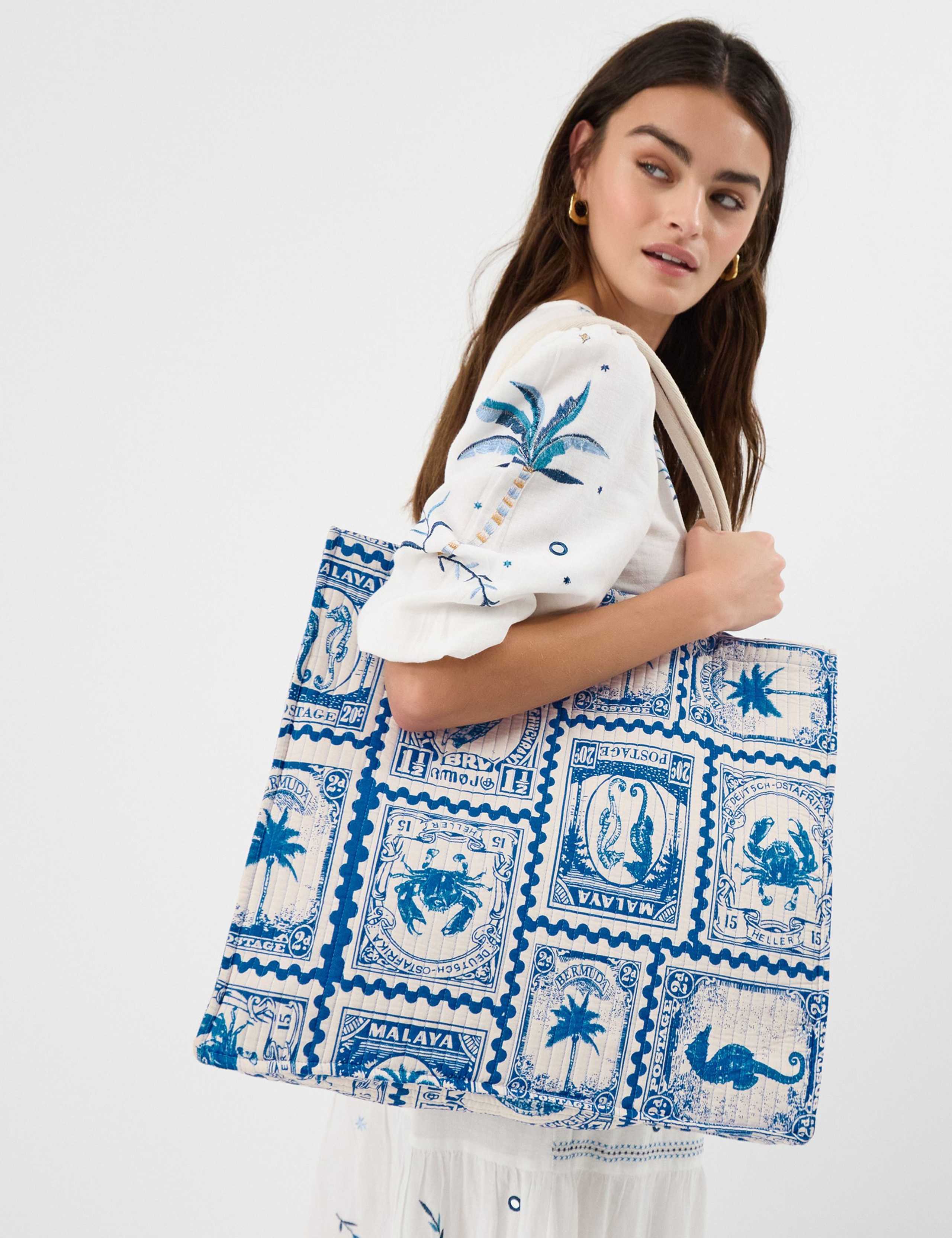 Pure Cotton Quilted Printed Tote Bag 4 of 5