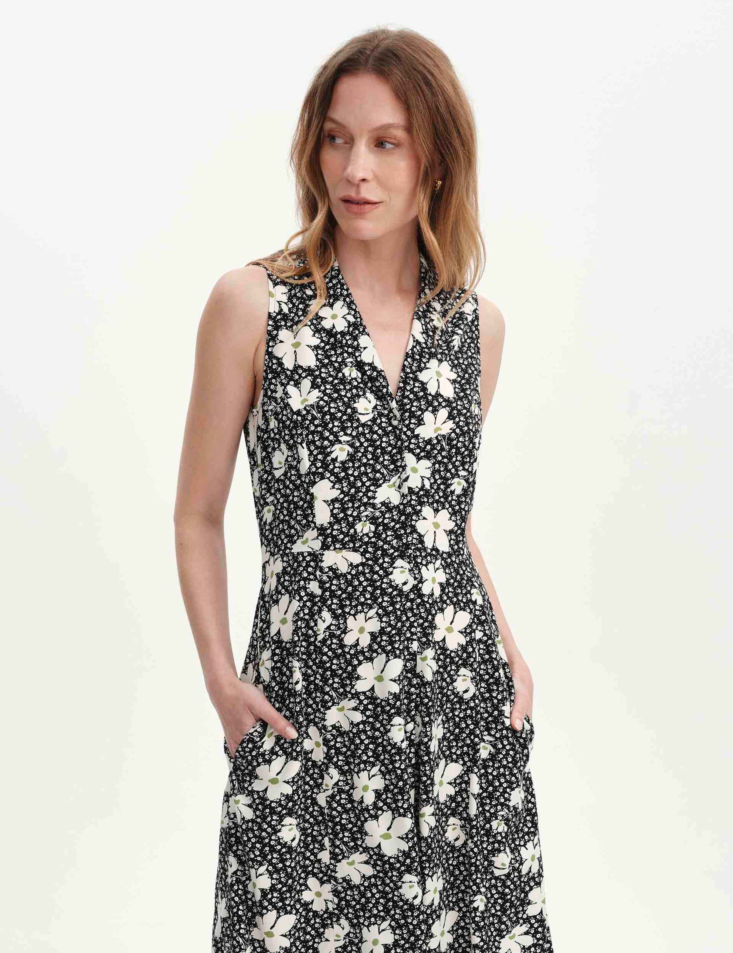 Floral Collared V-Neck Midi Shirt Dress 3 of 7