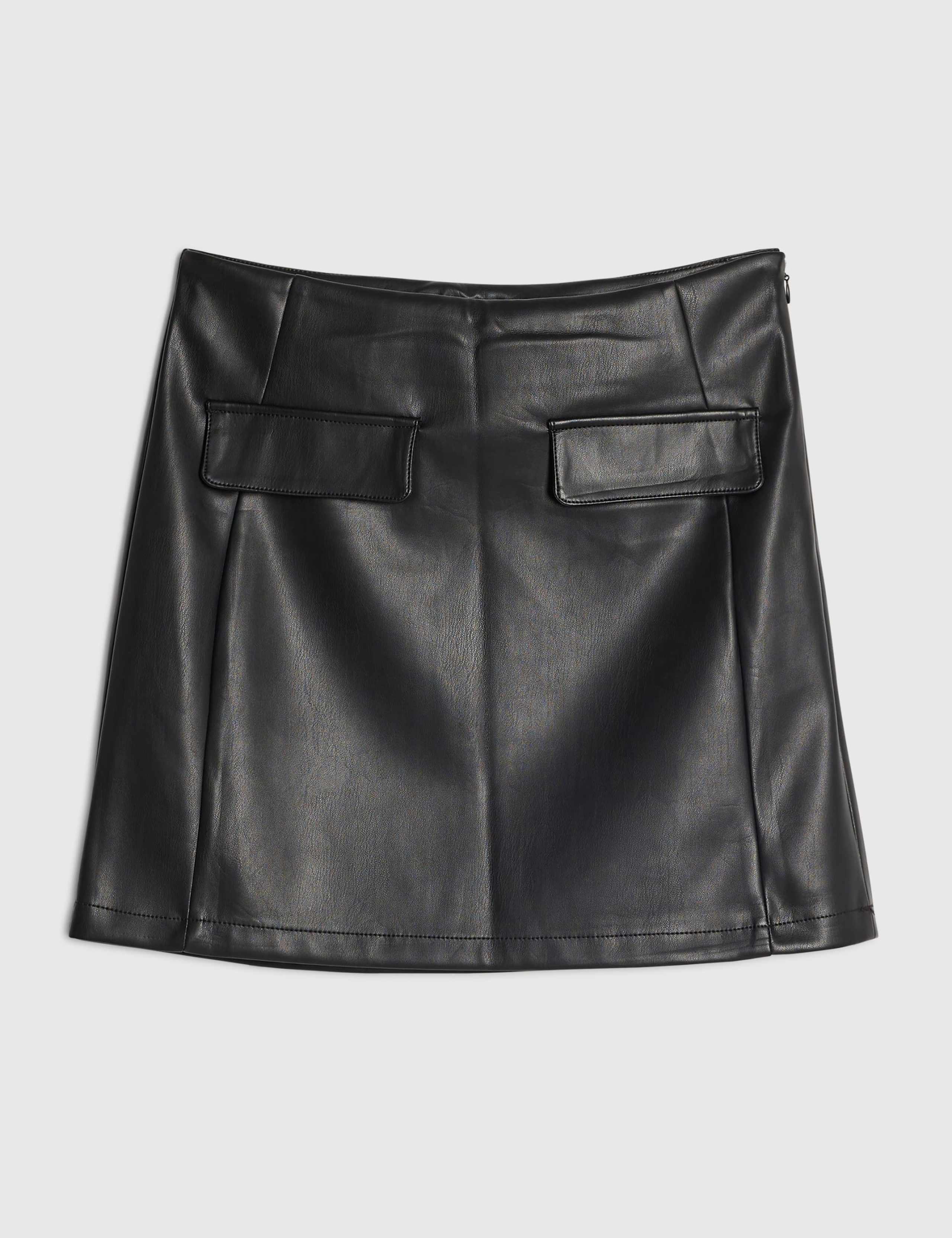 Leather Look Mini A-Line Skirt 3 of 6