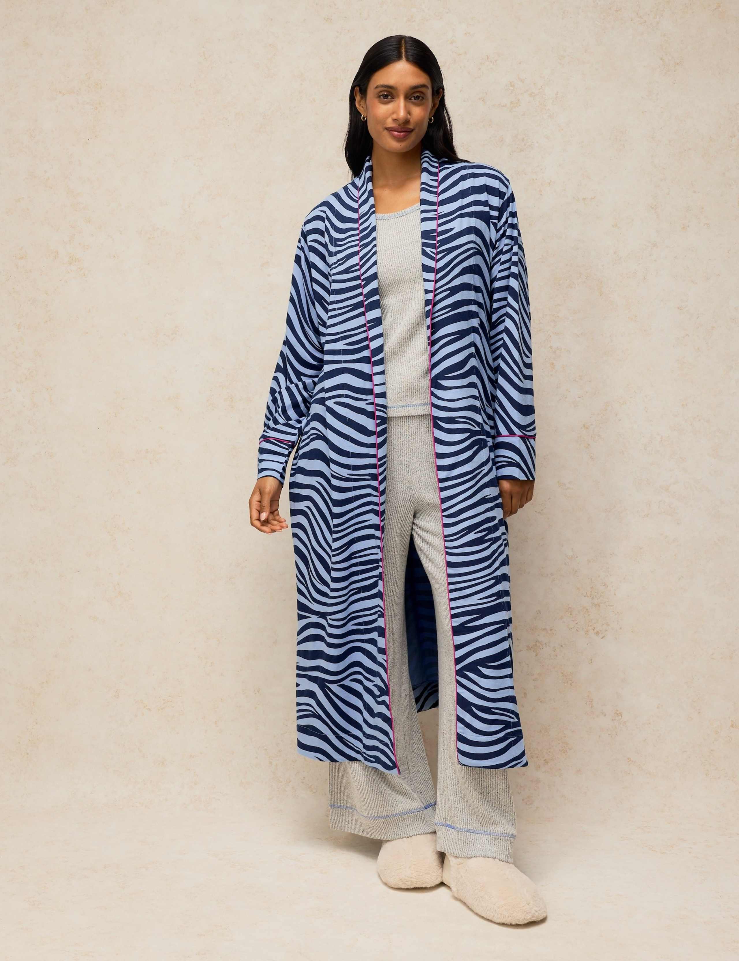 Cotton Blend Printed Jersey Robe 1 of 6