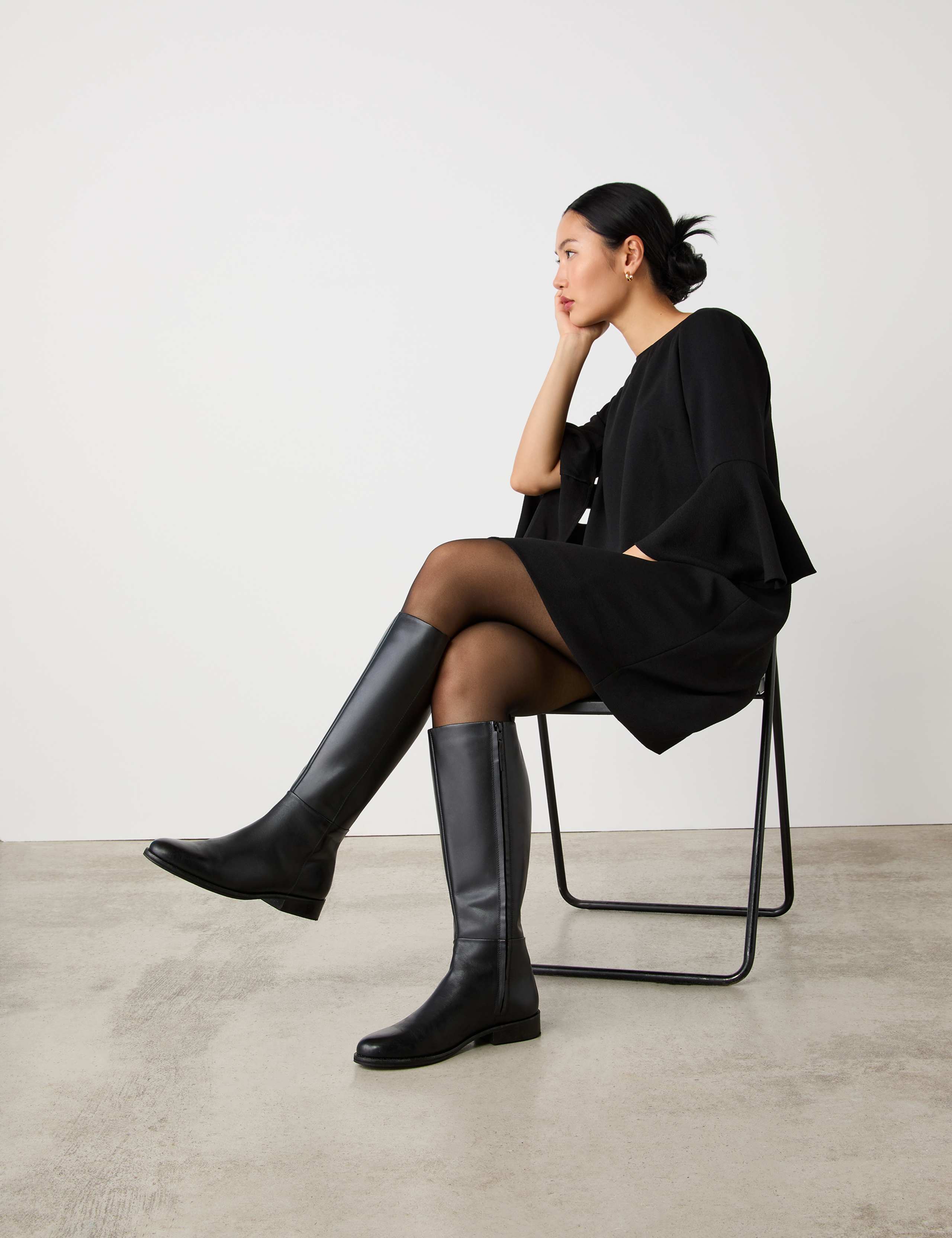 Leather Flat Knee High Boots 4 of 5