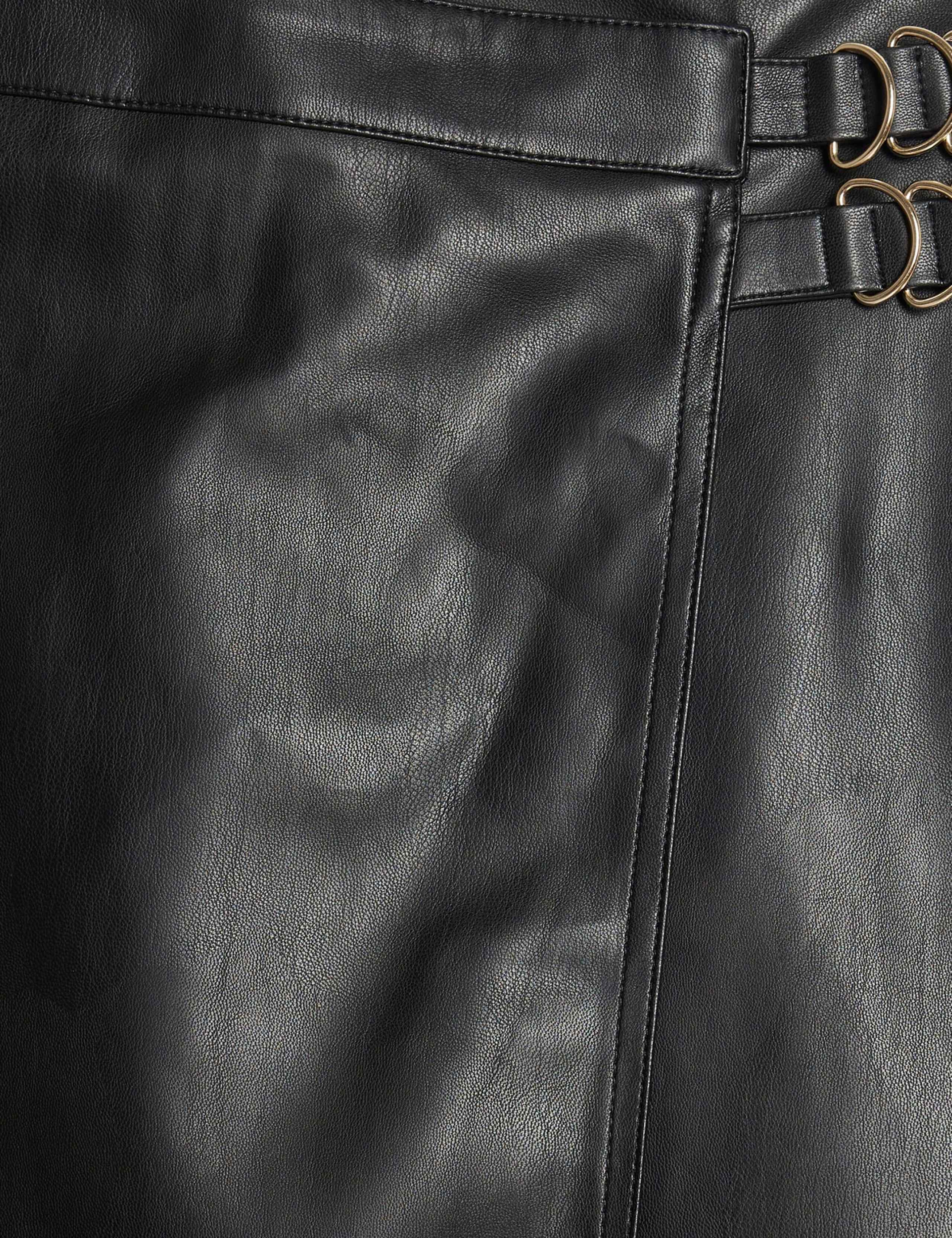 Faux Leather Buckle Detail Midi Wrap Skirt 6 of 6