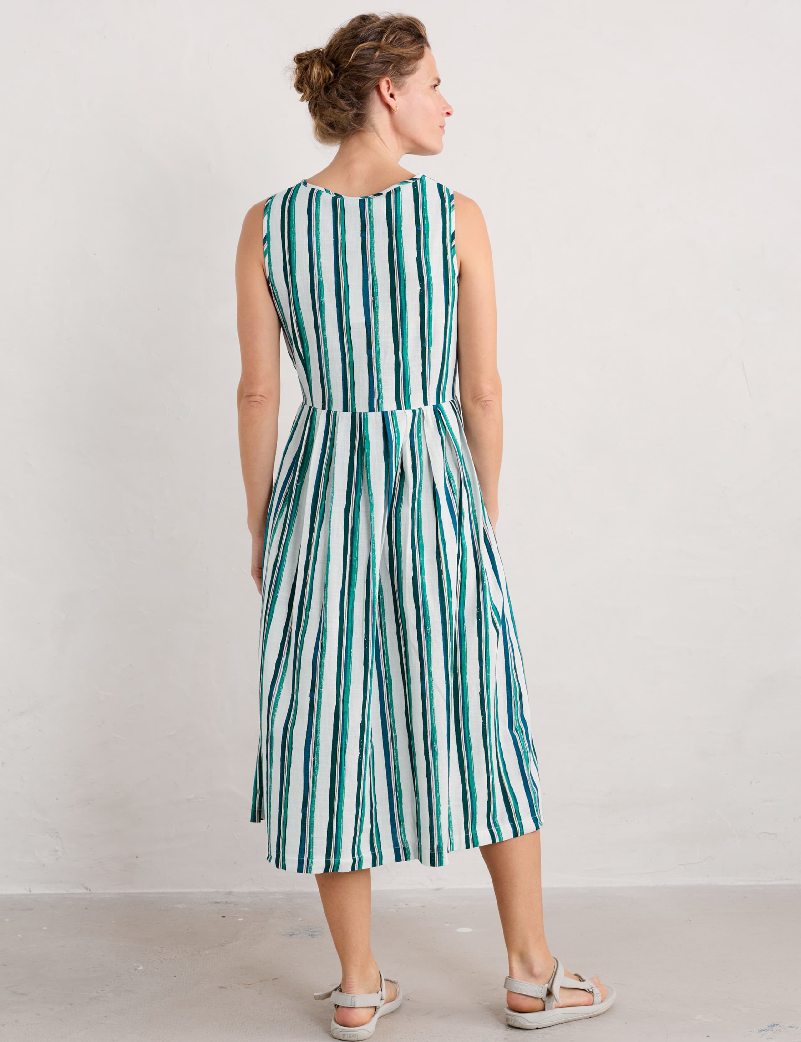 Pure Cotton Striped Midi Waisted Dress 4 of 5