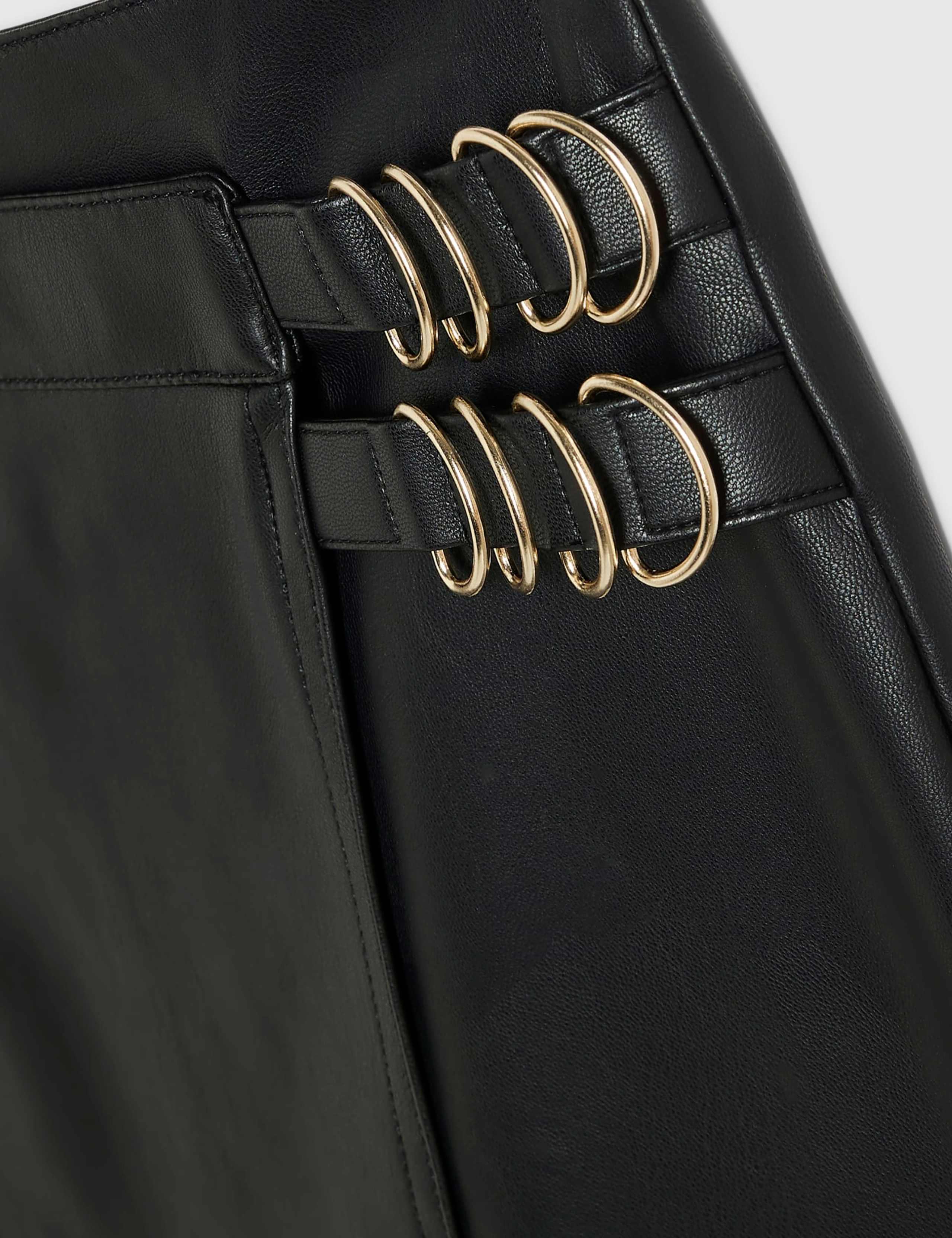 Petite Leather Look Buckle Detail Midi Wrap Skirt 3 of 3