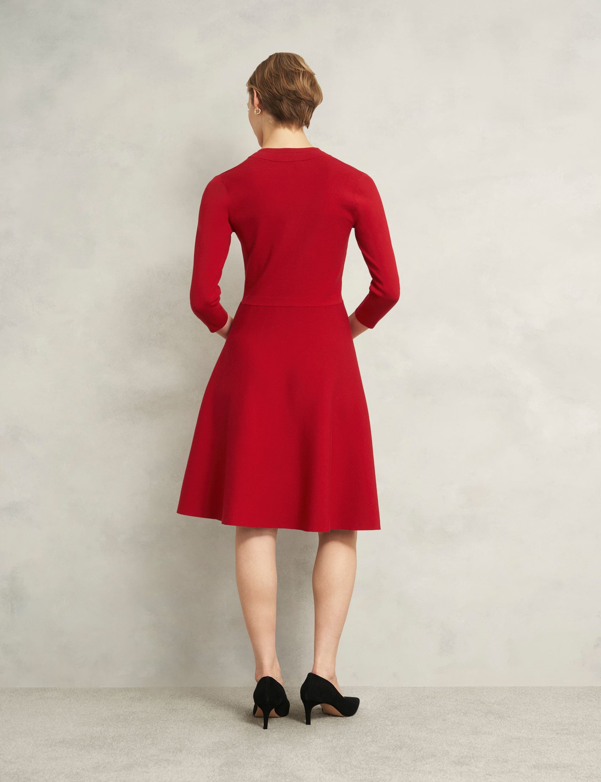 Knitted V-Neck Knee Length Skater Dress 4 of 6