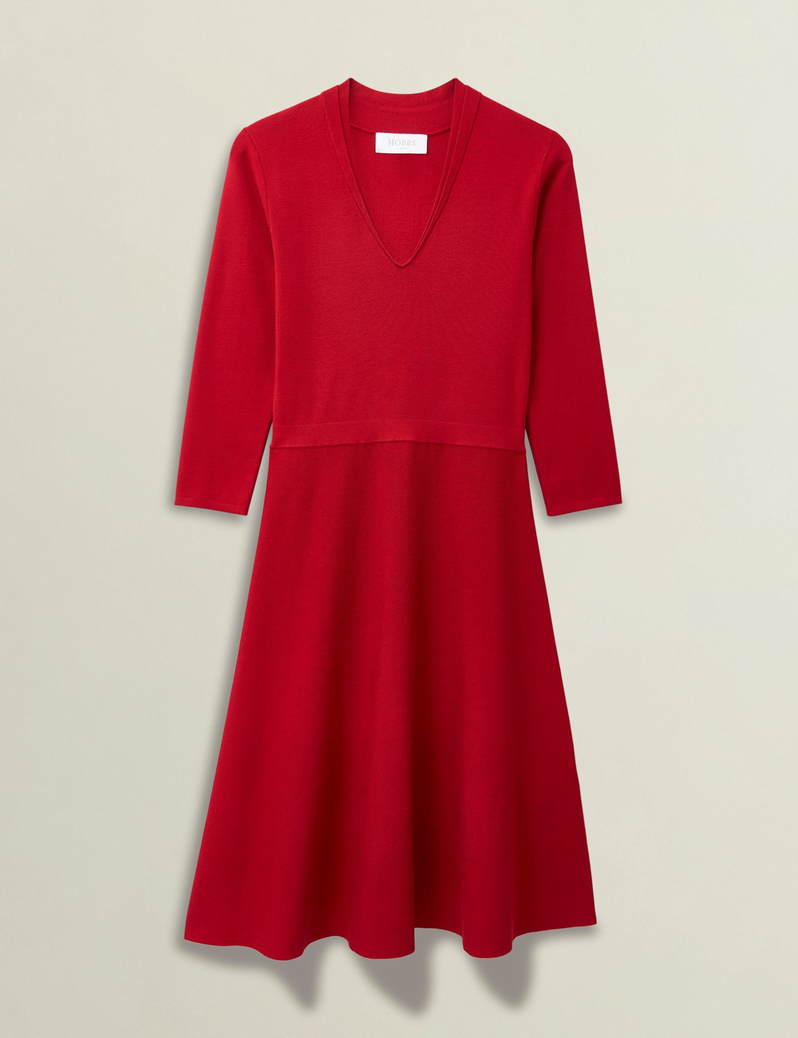 Knitted V-Neck Knee Length Skater Dress 2 of 6