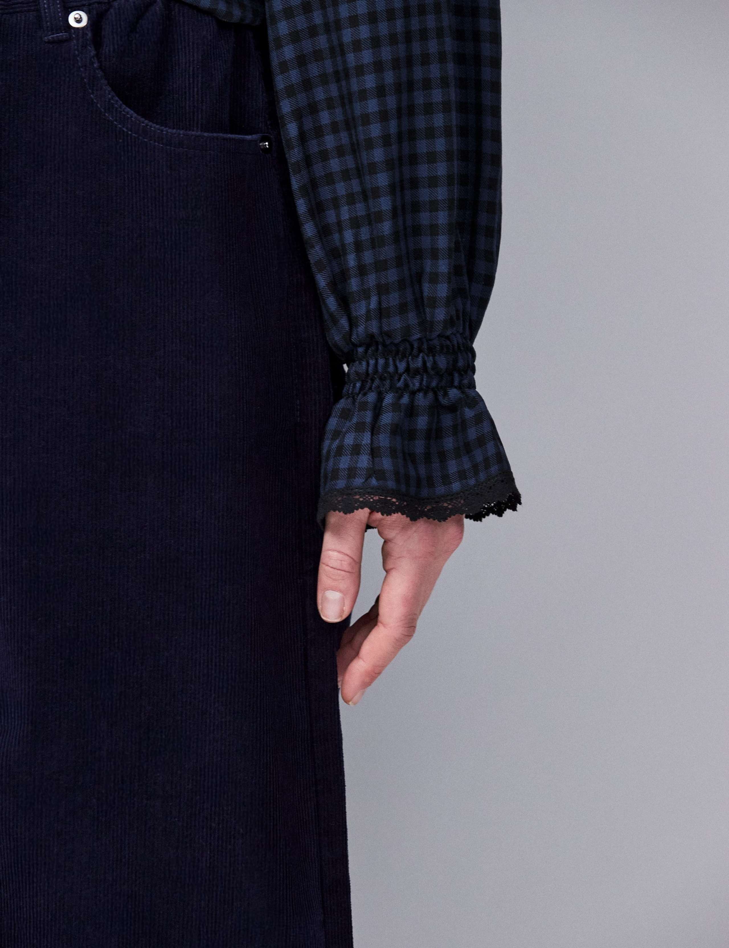 Checked V-Neck Ruffle Blouse 5 of 5