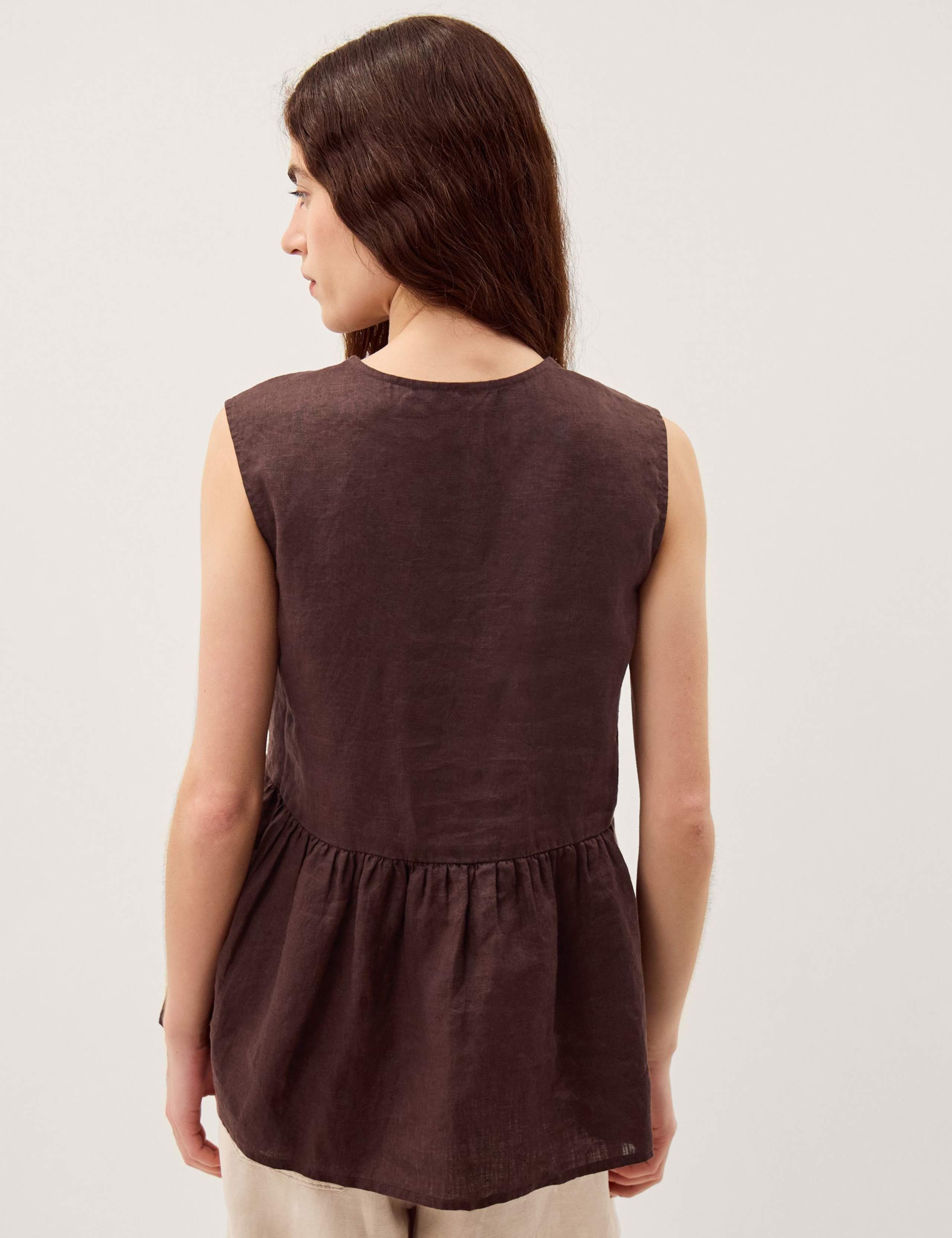 Pure Linen V-Neck Peplum Top 3 of 5