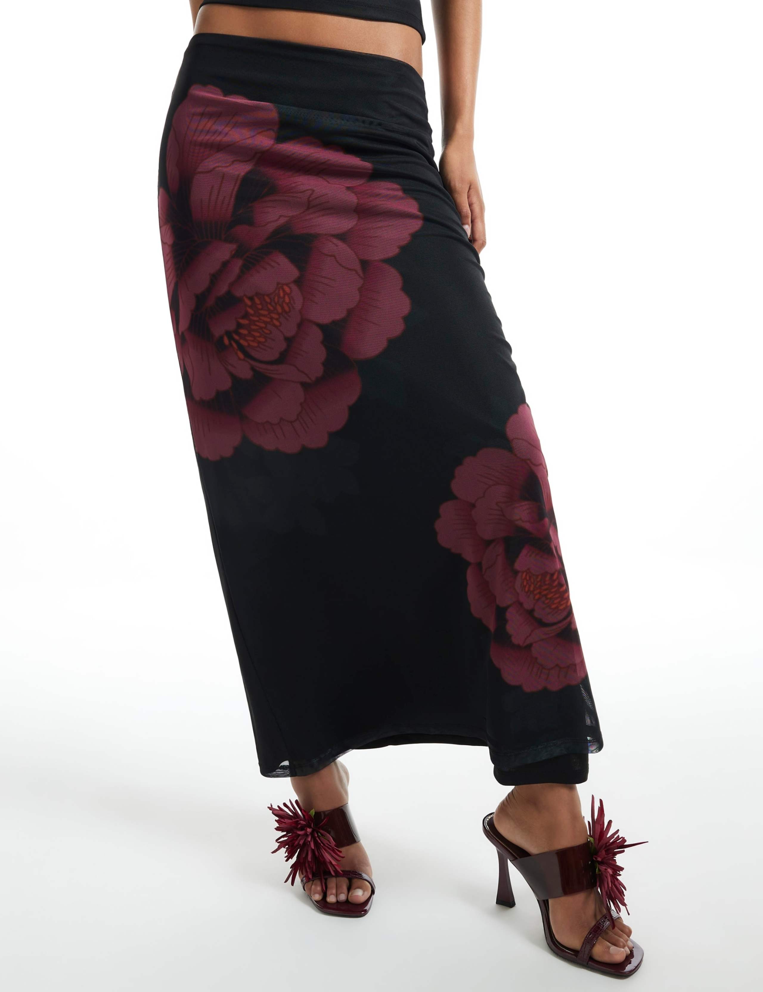 Mesh Floral Maxi Slip Skirt 5 of 6