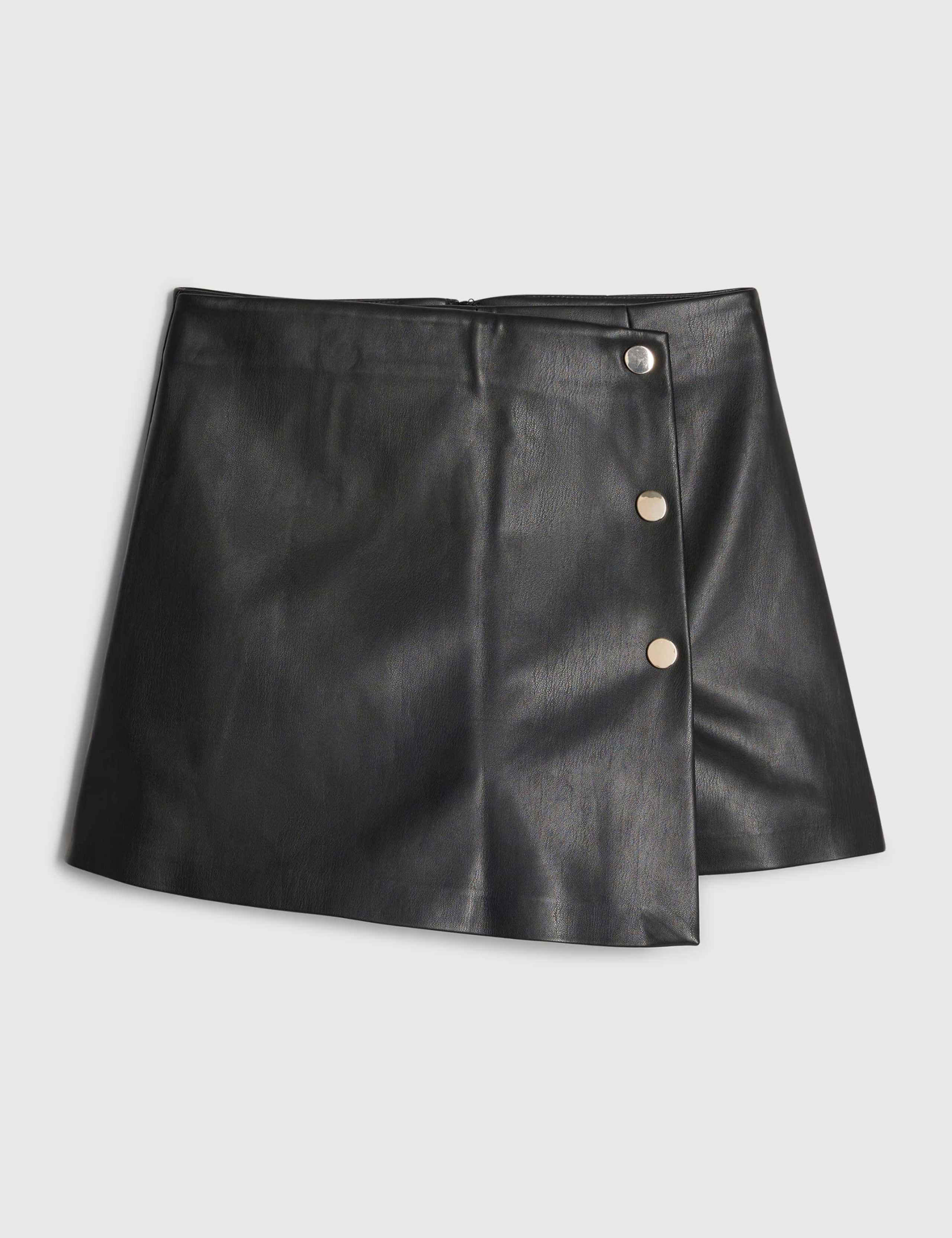 Leather Look Asymmetrical High Waisted Skort 6 of 6