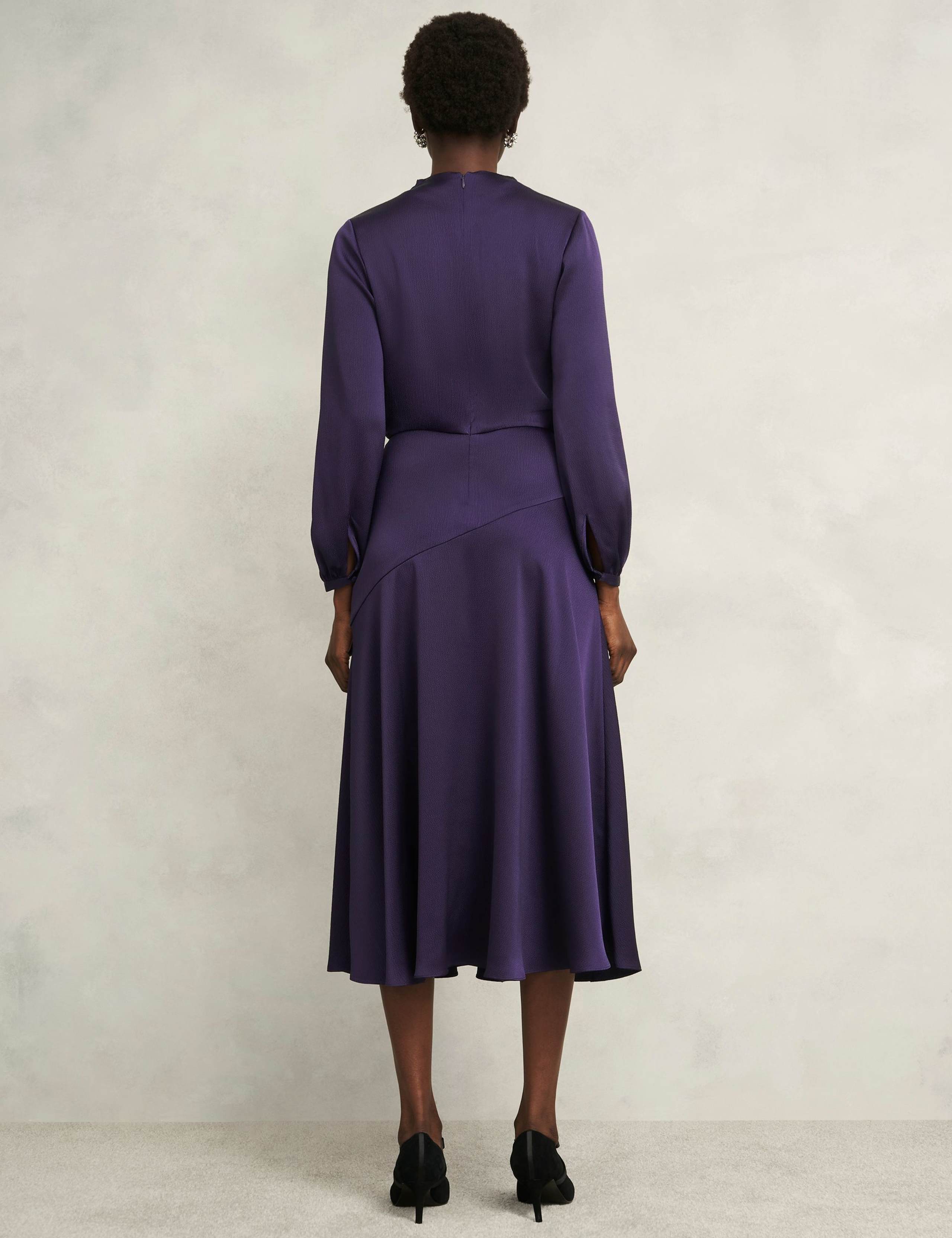 Satin Cowl Neck Midi Skater Dress 4 of 7