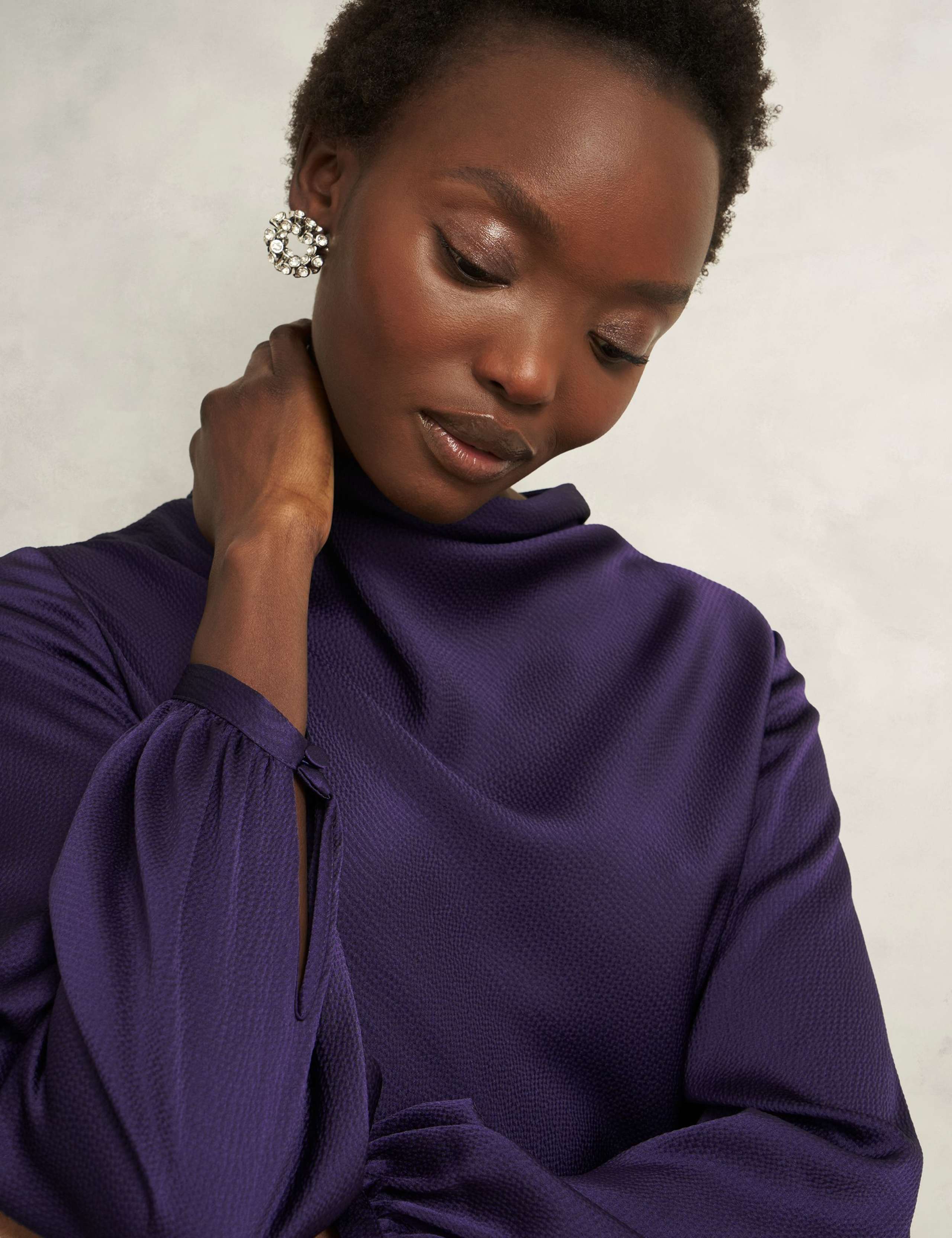 Satin Cowl Neck Midi Skater Dress 5 of 7