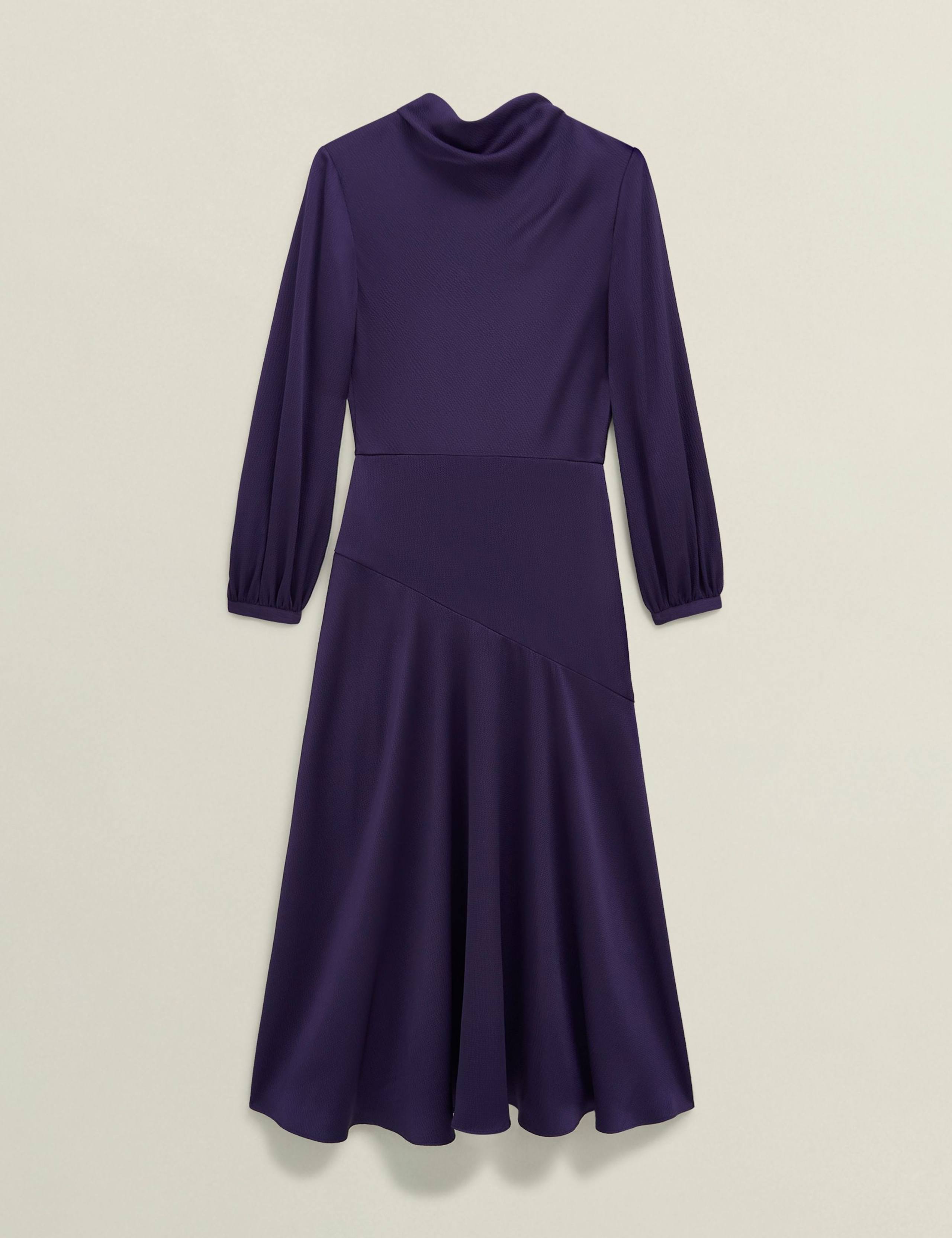 Satin Cowl Neck Midi Skater Dress 2 of 7