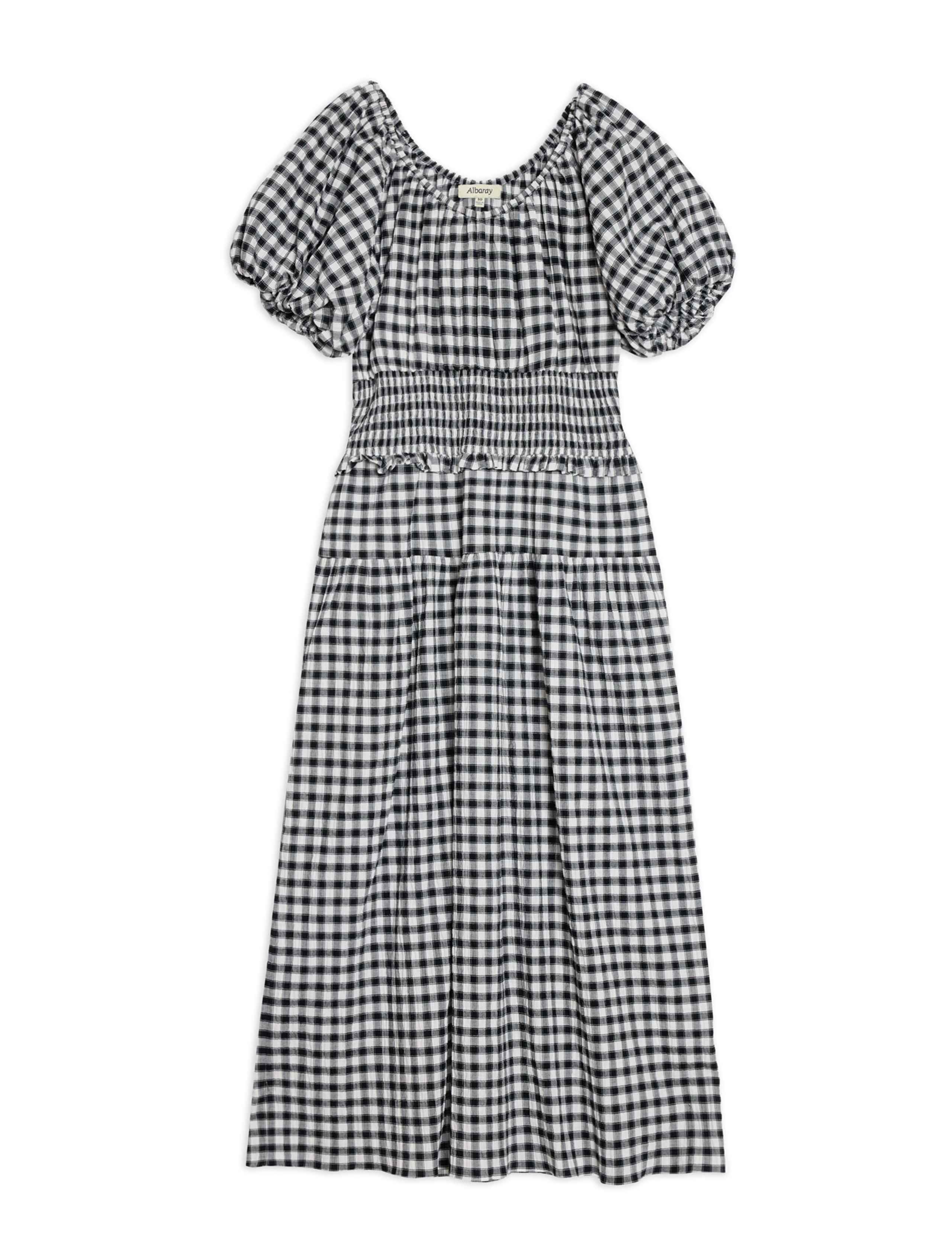 Cotton Rich Gingham Midi Dropped Waist Dress 2 of 4