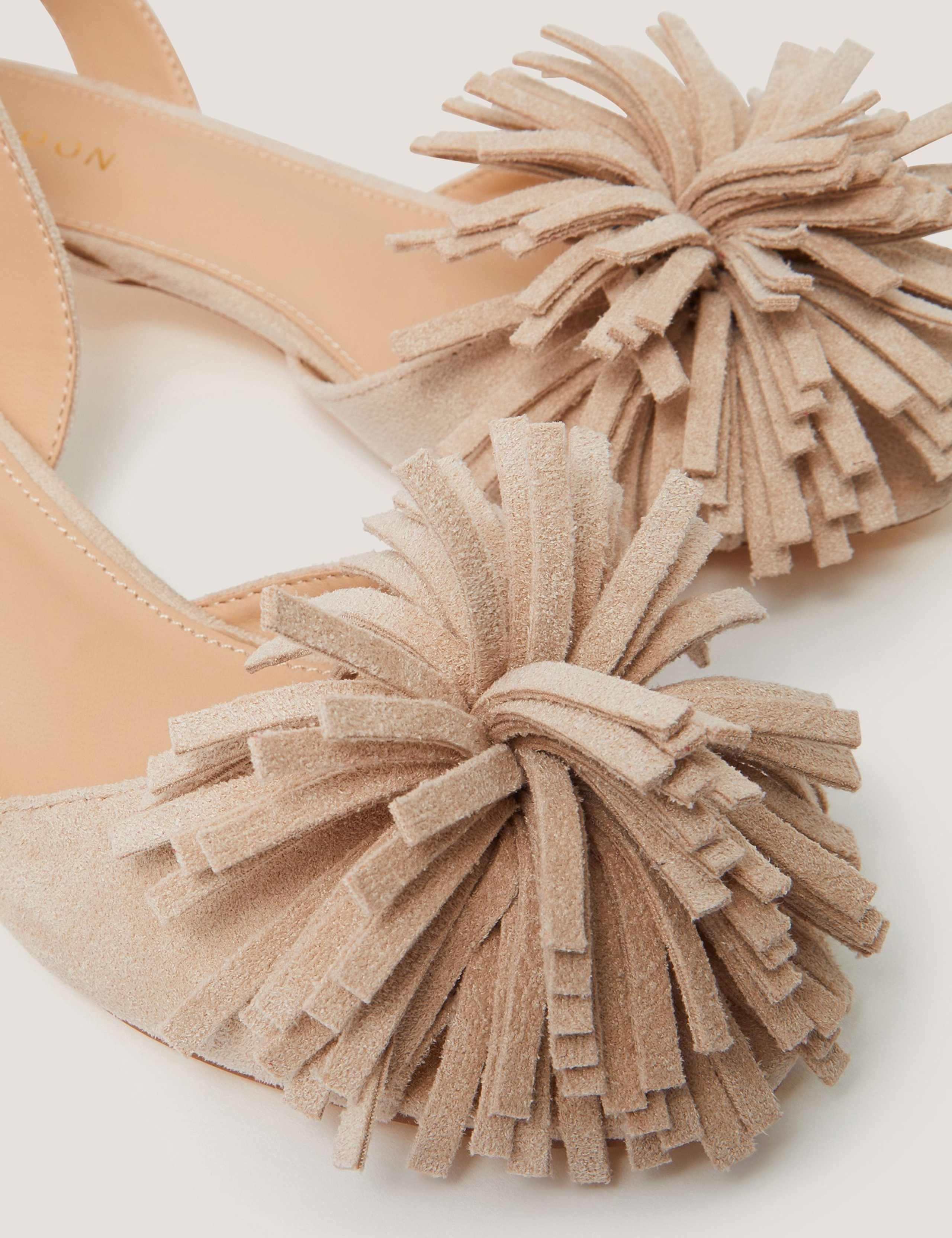 Pom Pom Ankle Strap Kitten Heel Sandals 2 of 3