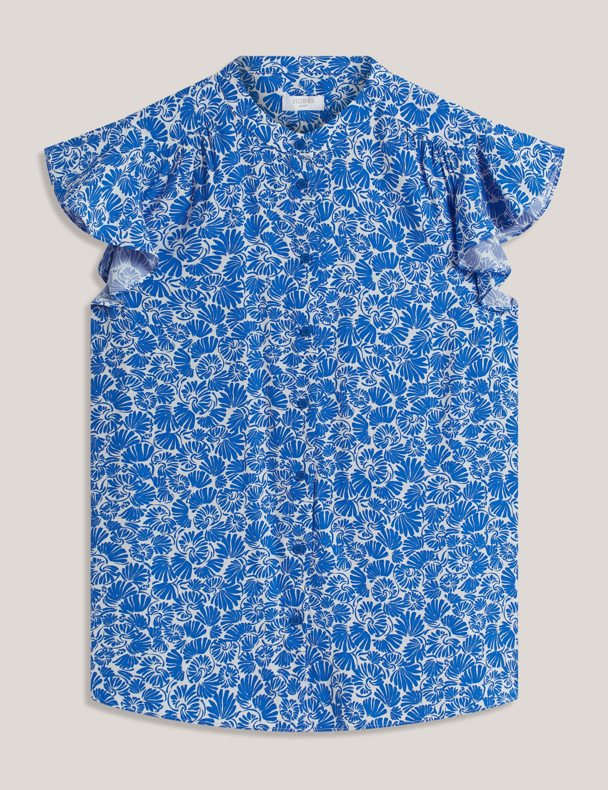 Printed Collarless Angel Sleeve Blouse 2 of 6