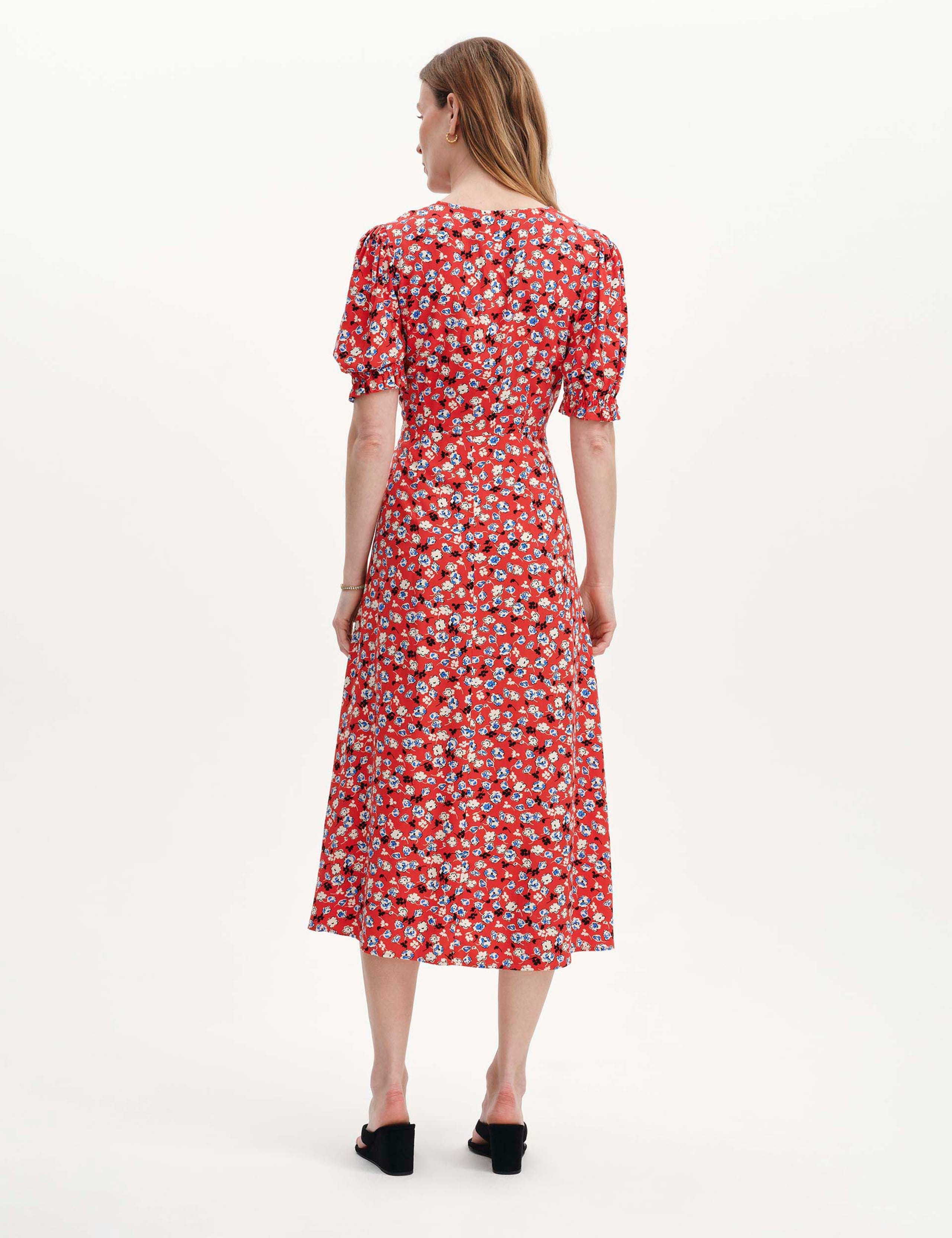 Floral V-Neck Midi Tea Dress 4 of 5