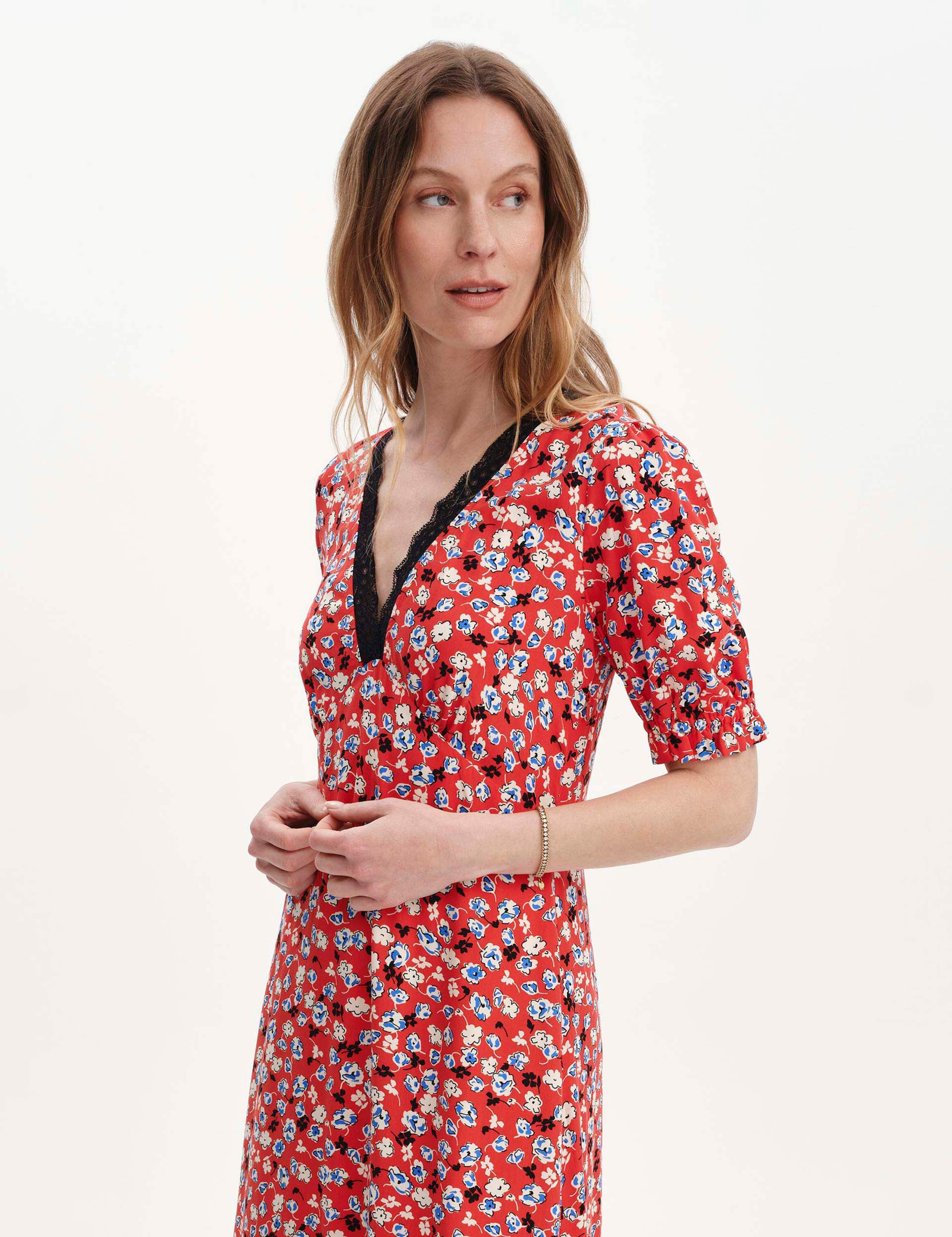 Floral V-Neck Midi Tea Dress 5 of 5