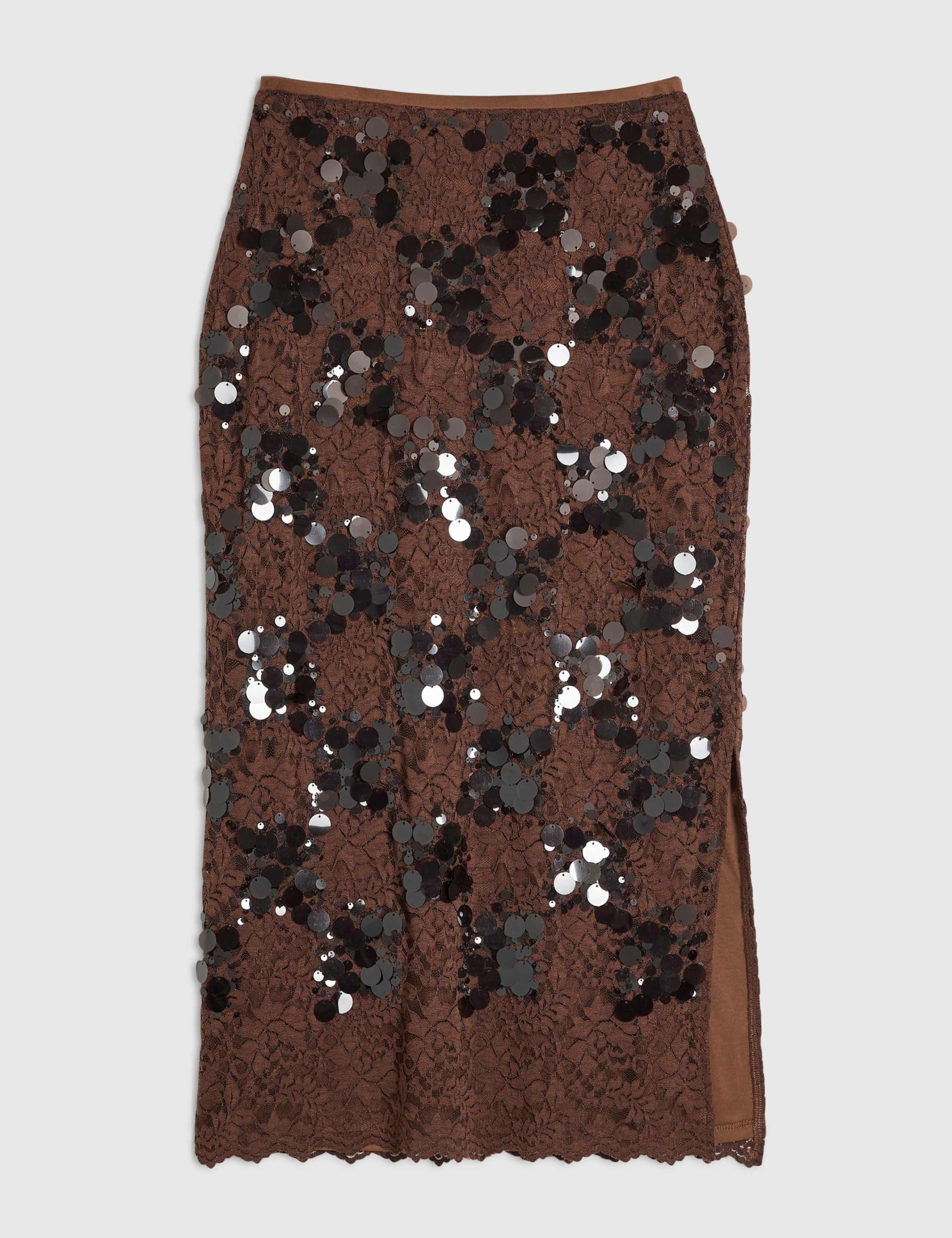 Lace Sequin Maxi Pencil Skirt 2 of 6