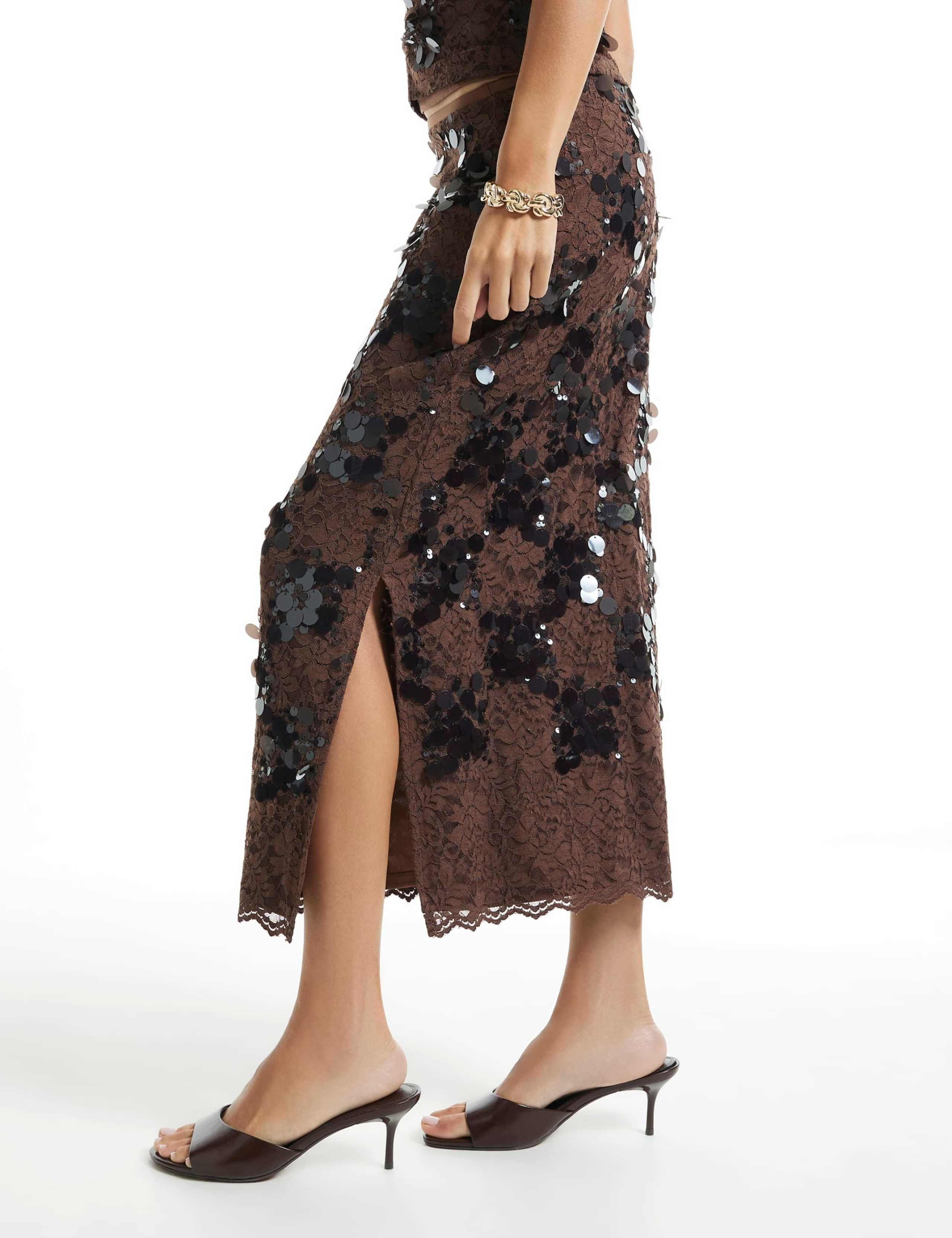 Lace Sequin Maxi Pencil Skirt 4 of 6